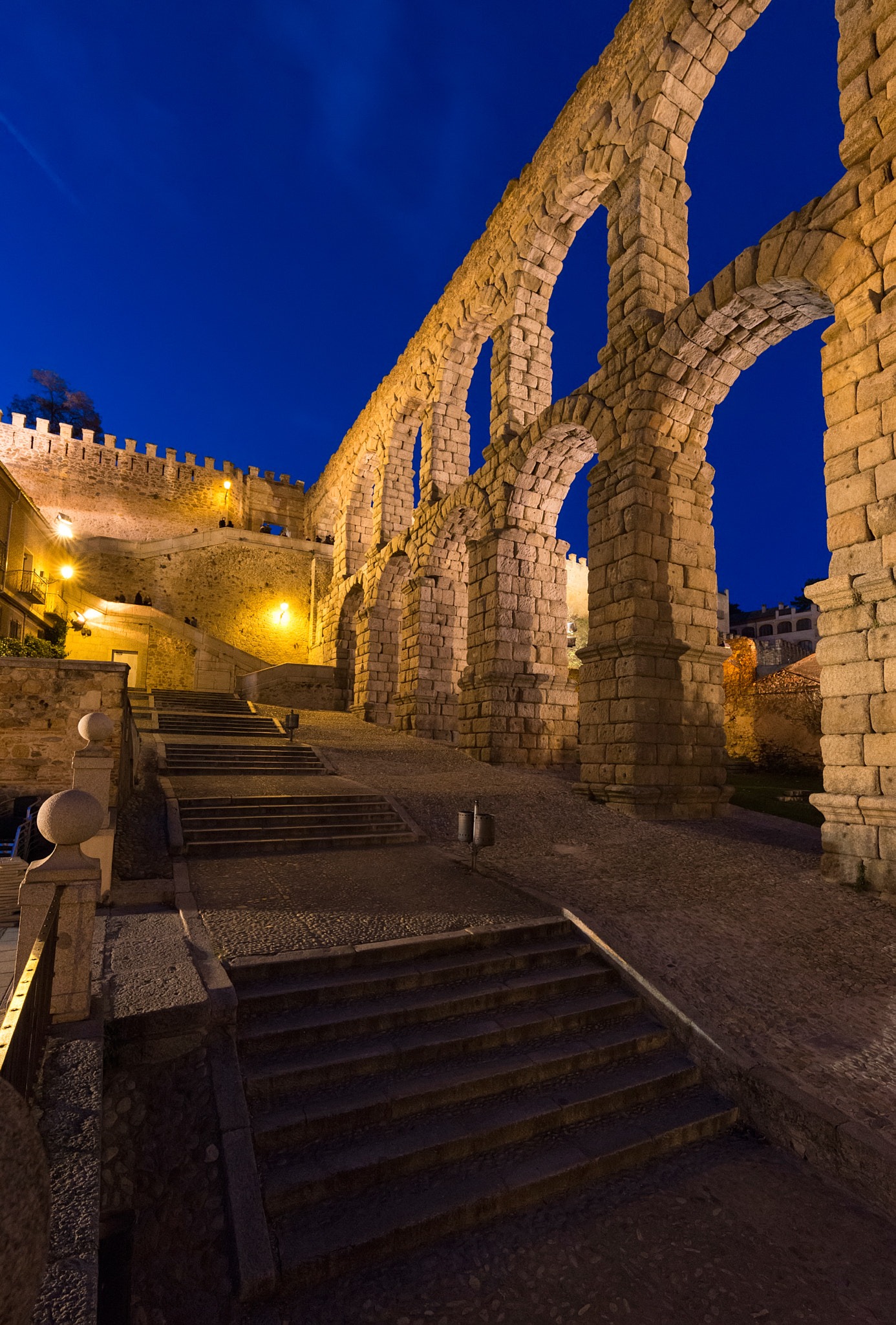 Nikon D610 + Tamron SP 15-30mm F2.8 Di VC USD sample photo. Acueducto de segovia late blue hour photography