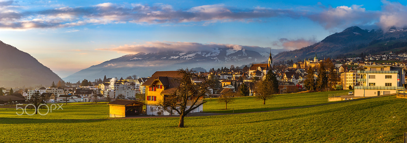 Sony a99 II + Minolta AF 80-200mm F2.8 HS-APO G sample photo. Colorful sunset in schwyz. switzerland. wide-angle hd-quality pa photography