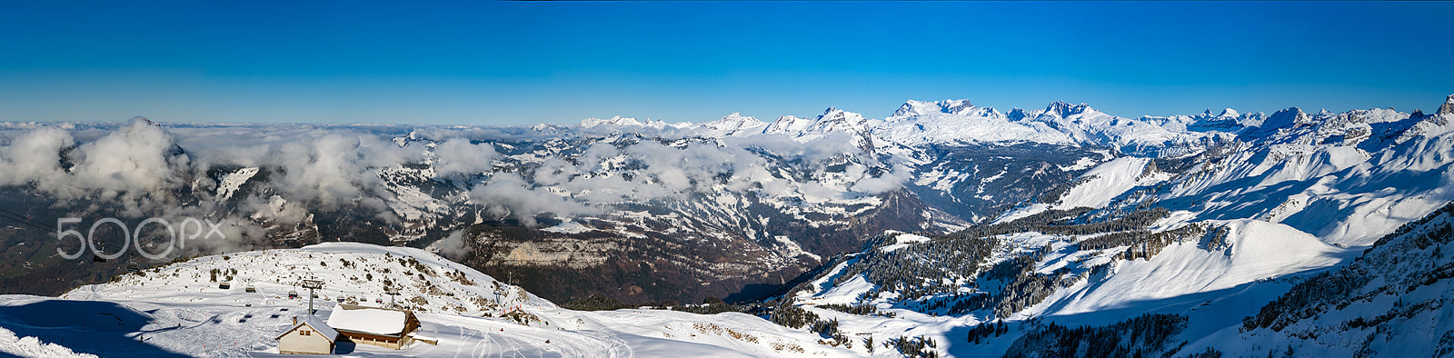 Sony a99 II sample photo. Ski resort stoss fronalpstock. switzerland. wide-angle hd-qualit photography