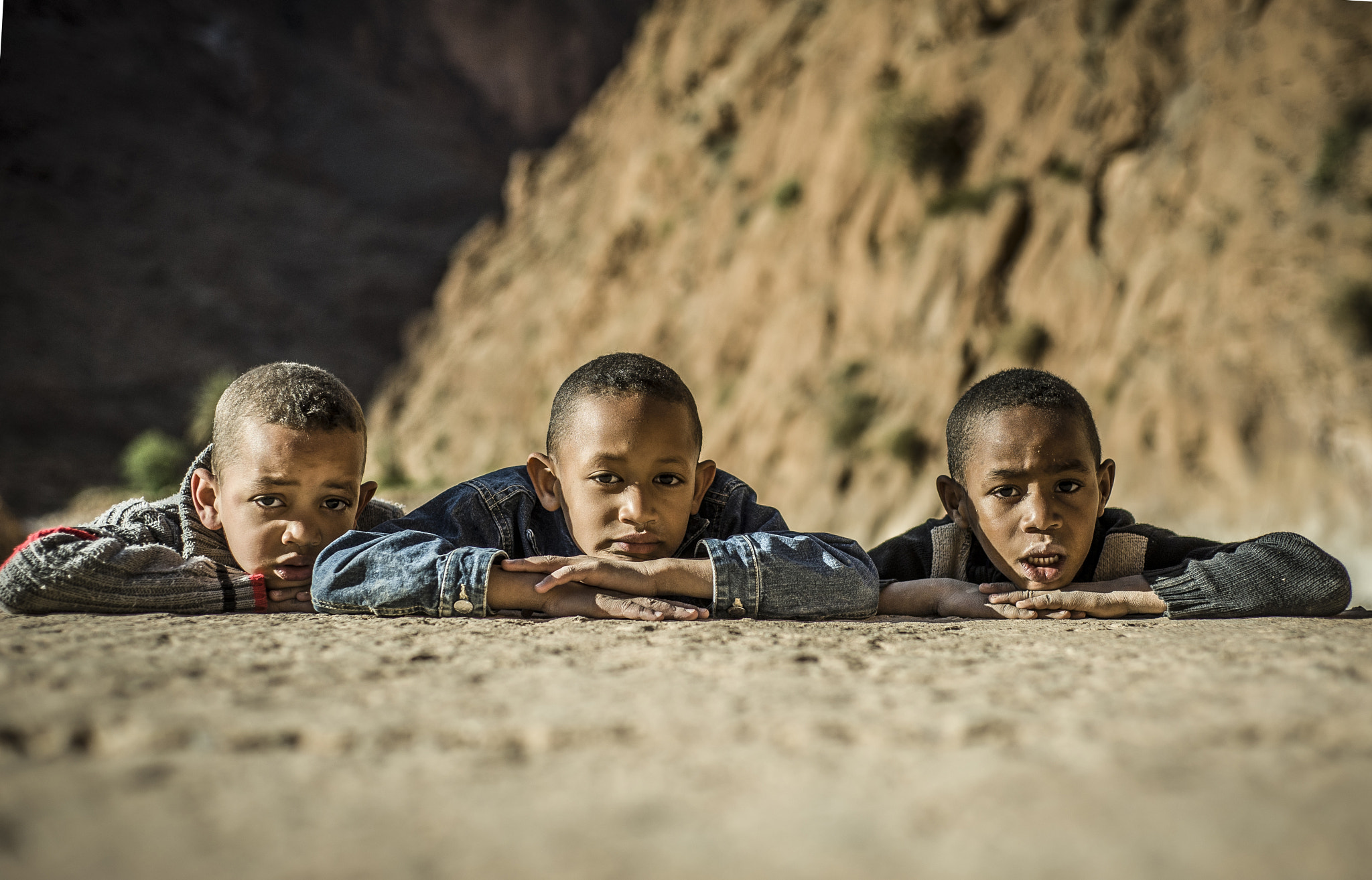 Nikon D700 sample photo. Three children from todra gorge photography