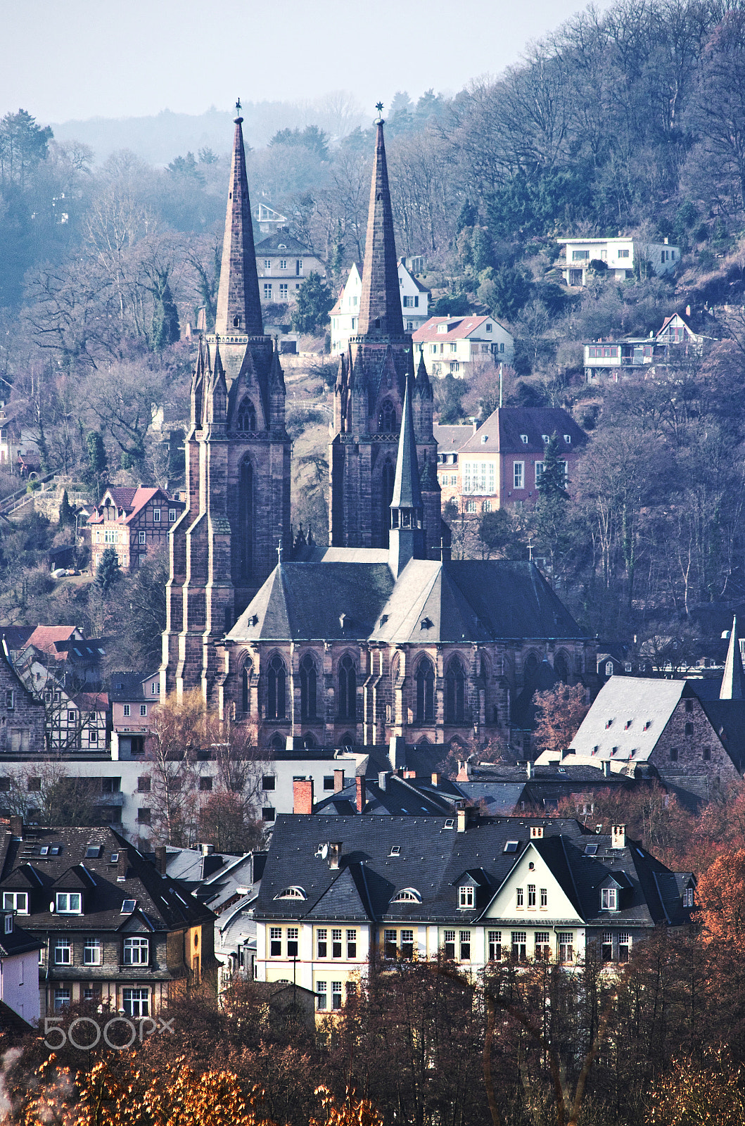 Pentax K-30 + smc PENTAX-DA L 55-300mmF4-5.8ED sample photo. Marburg with the st. elisabeth church photography