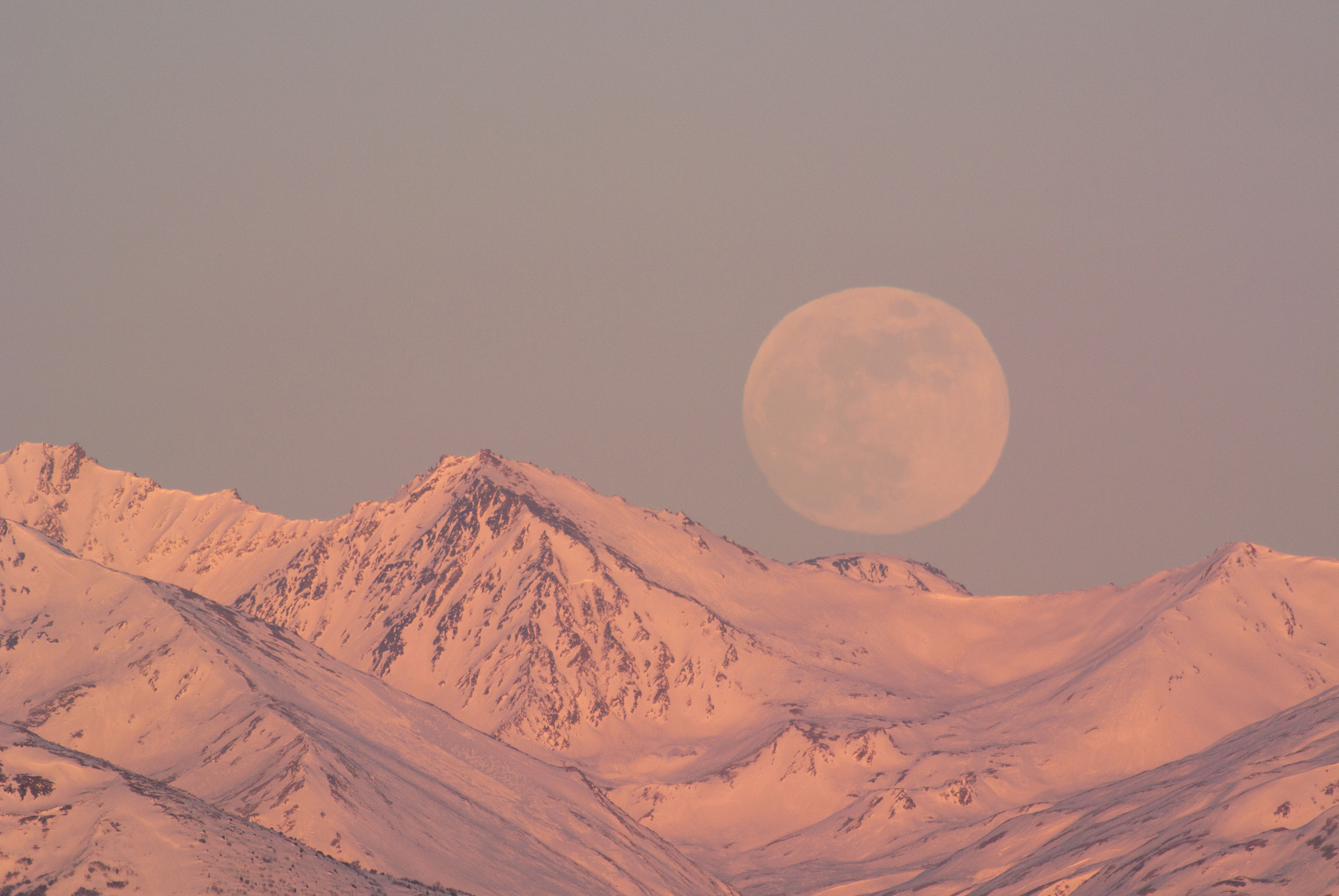 VR 70-300mm f/4.5-5.6G sample photo. Moon hovering over mountains photography