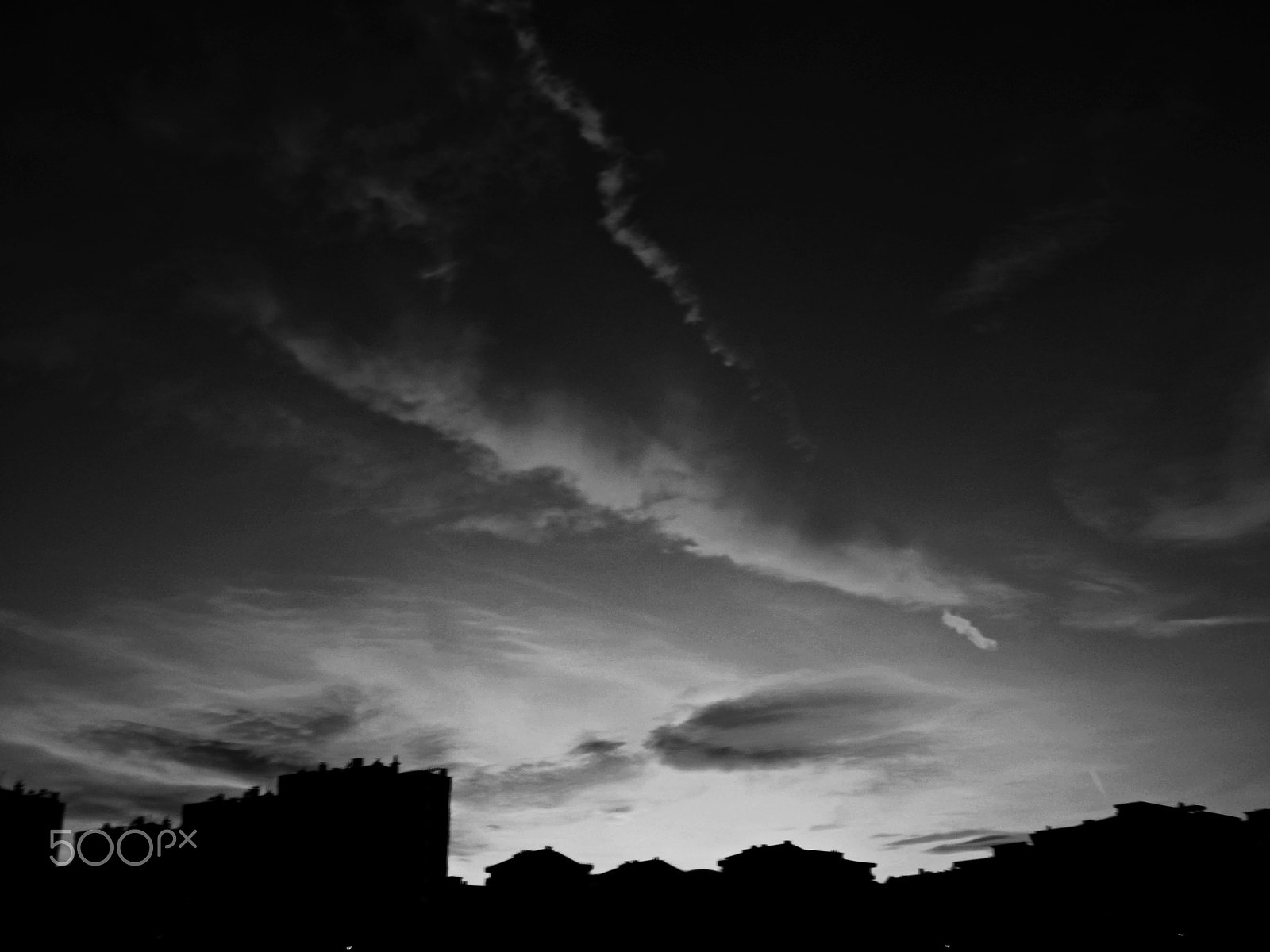 Samsung ST65 sample photo. One day with the compact camera sky and dark b&w photography