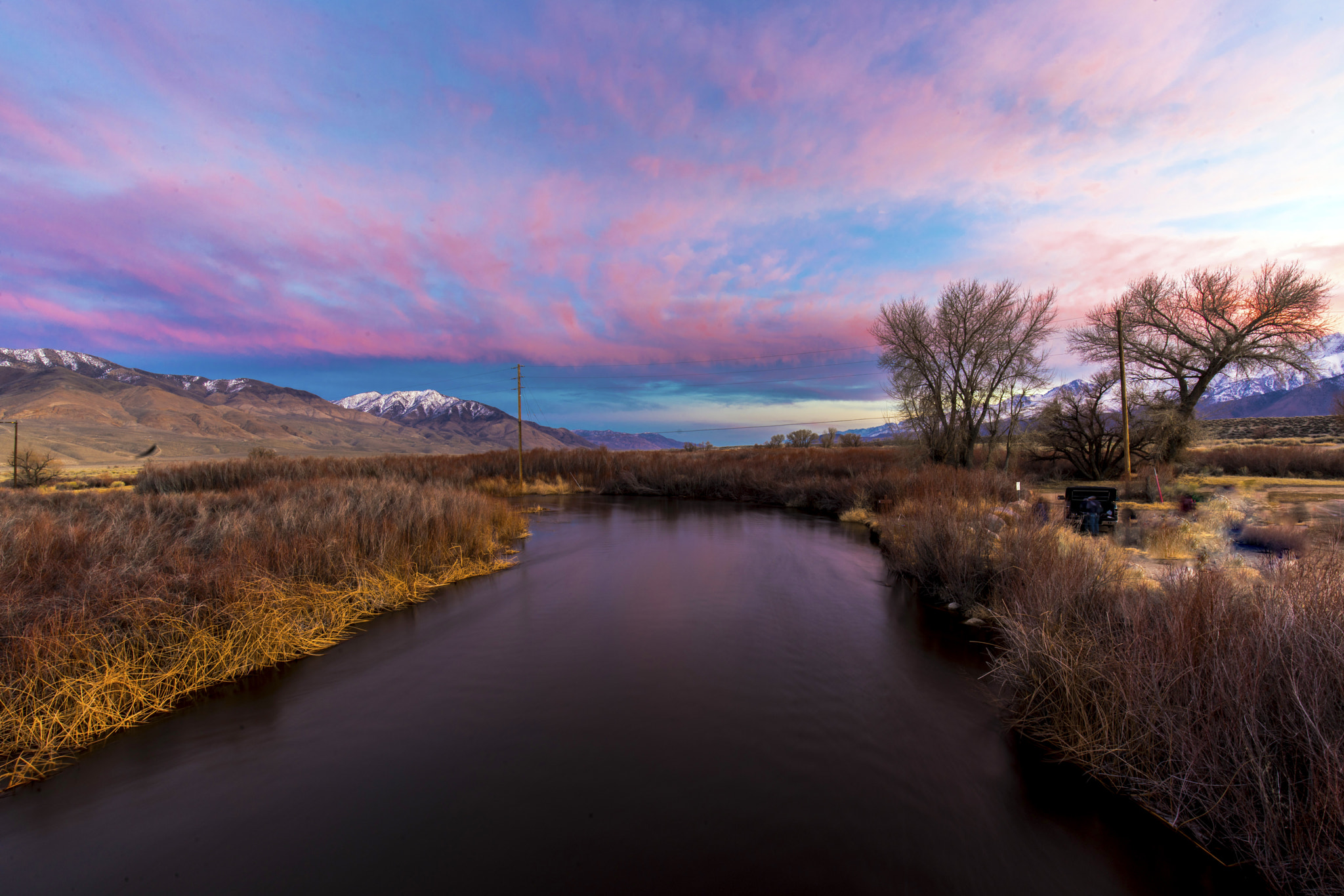 Sony a7R II + Canon EF 16-35mm F4L IS USM sample photo. River basked in pink sunset photography