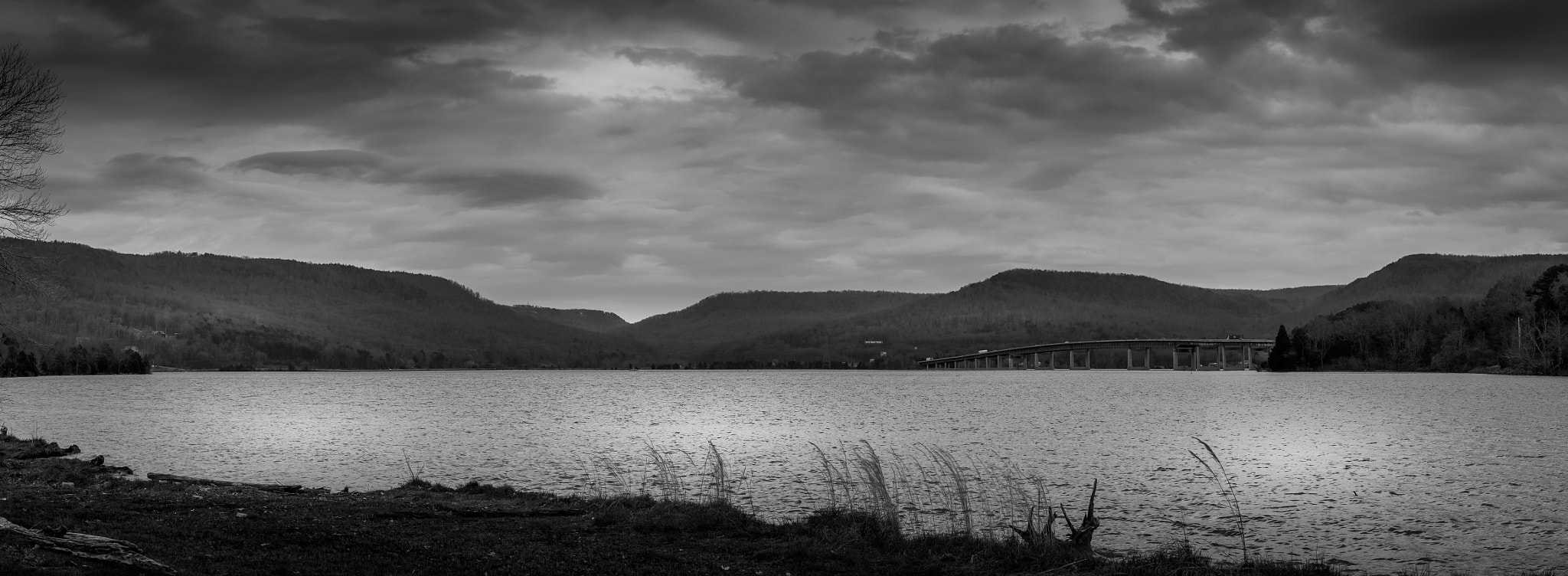 Canon EOS 40D sample photo. Rolling mountains of tennessee over wide lake photography