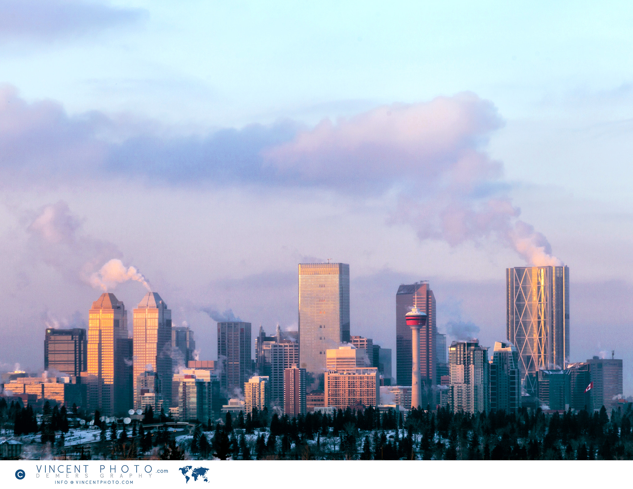 Canon EOS 5D Mark II sample photo. Skyline of the city of calgary and its skyscrapers on a cold win photography