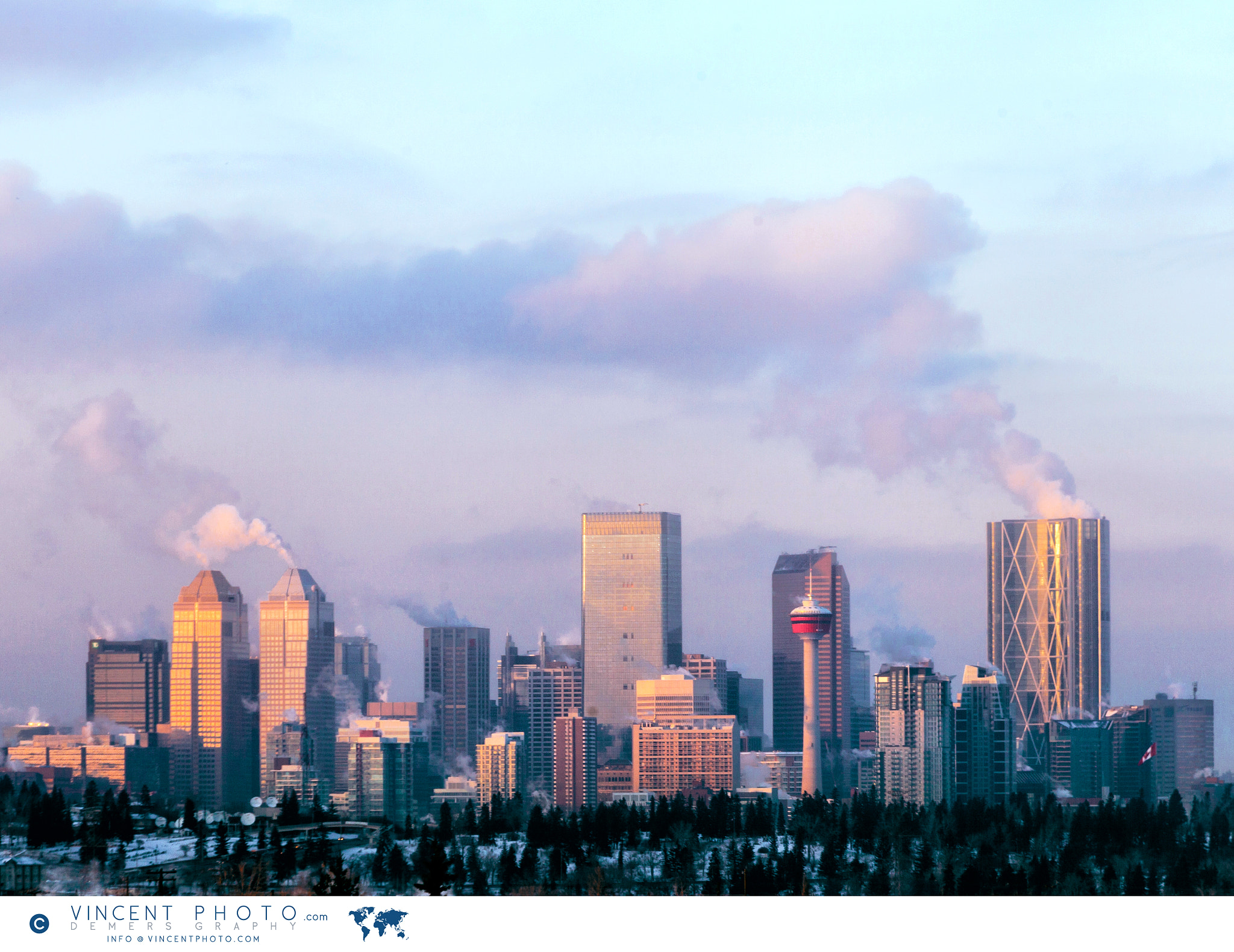Canon EF 70-300mm F4-5.6 IS USM sample photo. Skyline of the city of calgary and its skyscrapers on a cold win photography