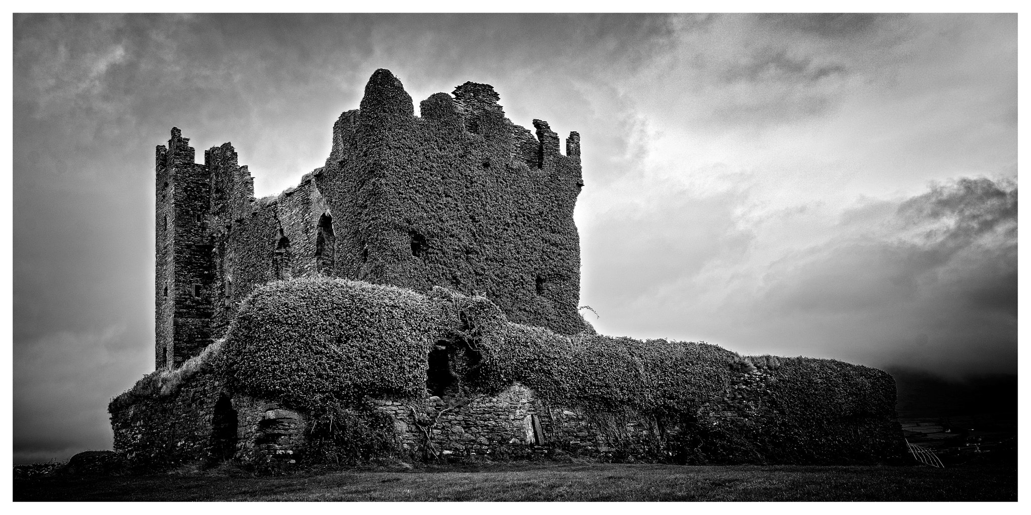 Tamron SP 24-70mm F2.8 Di VC USD sample photo. Ballycarbery castle (b&w) photography