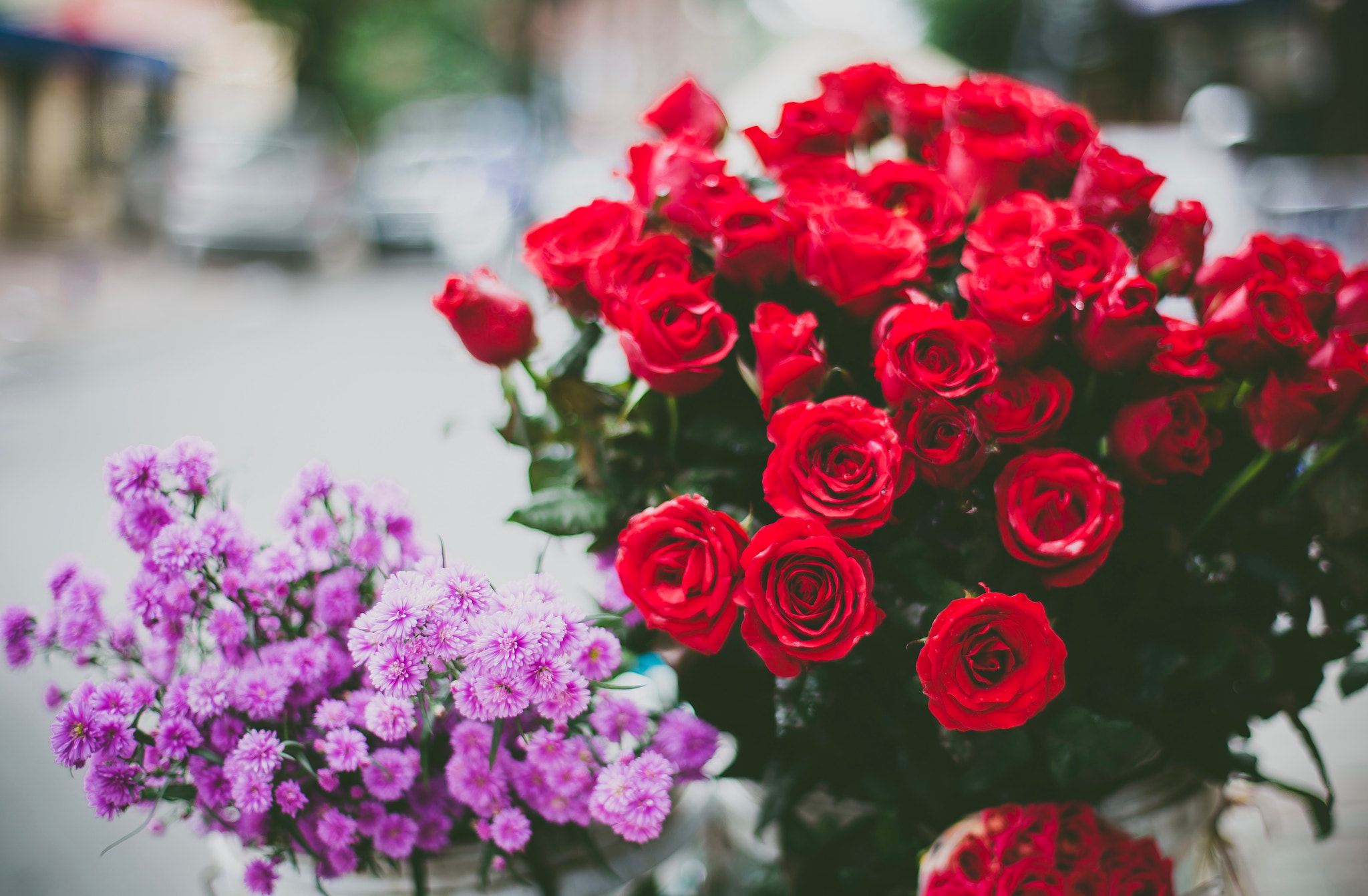 ZEISS Planar T* 50mm F1.4 sample photo. Roses on the street photography