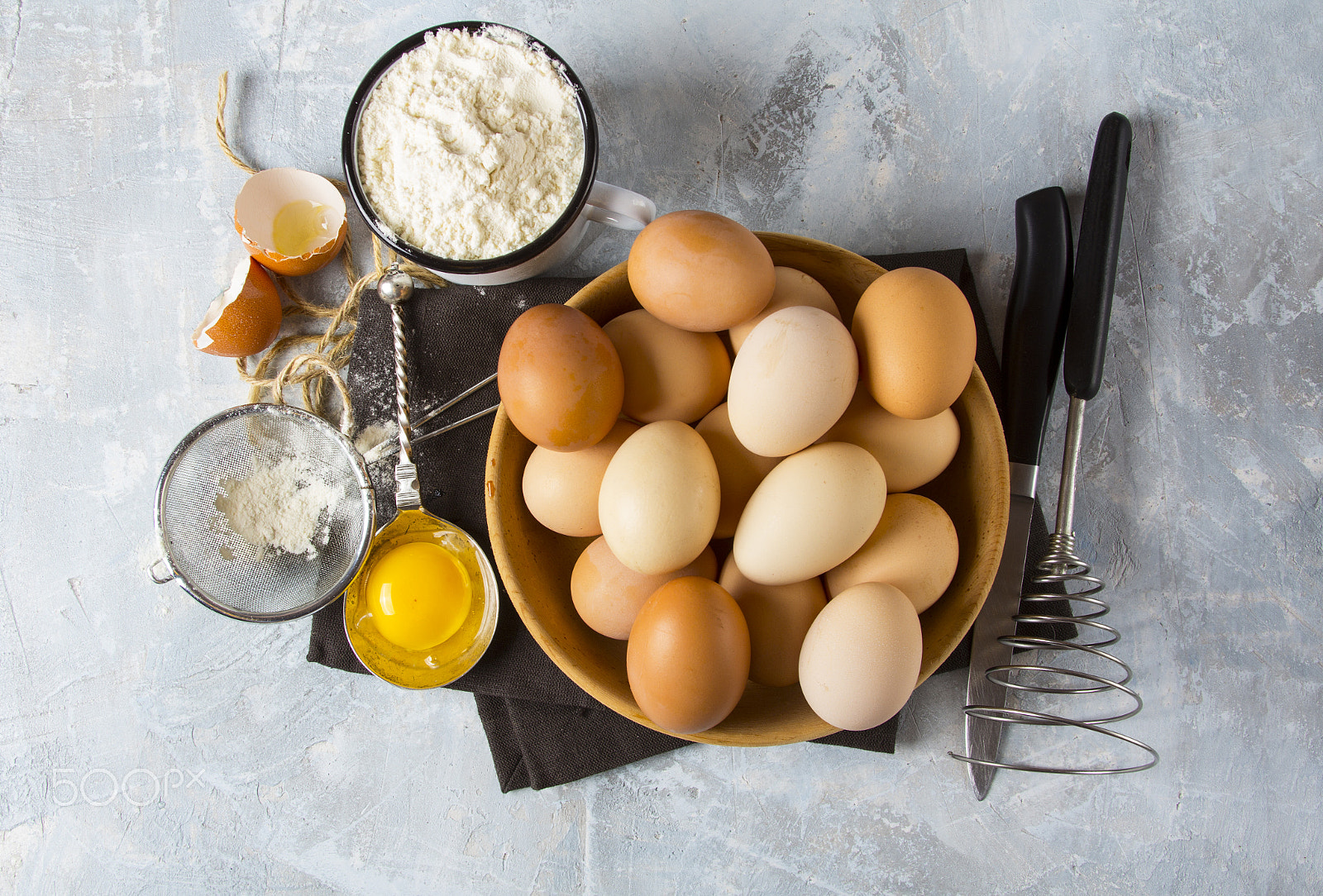 Canon EOS 60D + Canon EF 28-135mm F3.5-5.6 IS USM sample photo. Eggs flour kitchen tools photography