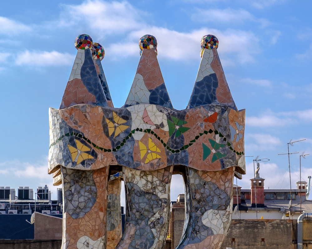 Fujifilm X-T2 + Fujifilm XF 18-135mm F3.5-5.6 R LM OIS WR sample photo. "gaudi chimneys" chimneys and ventilation ducts. n ... photography