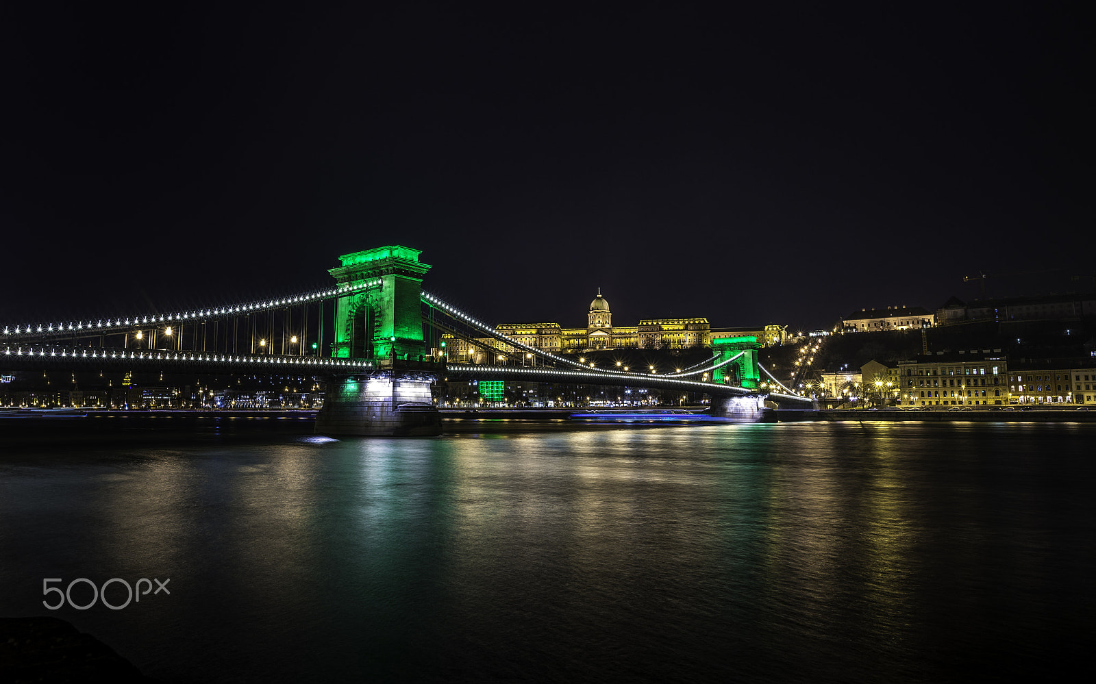 Nikon D800 + Nikon AF-S Nikkor 20mm F1.8G ED sample photo. Green chainbridge for st. patrick's day in hungary photography