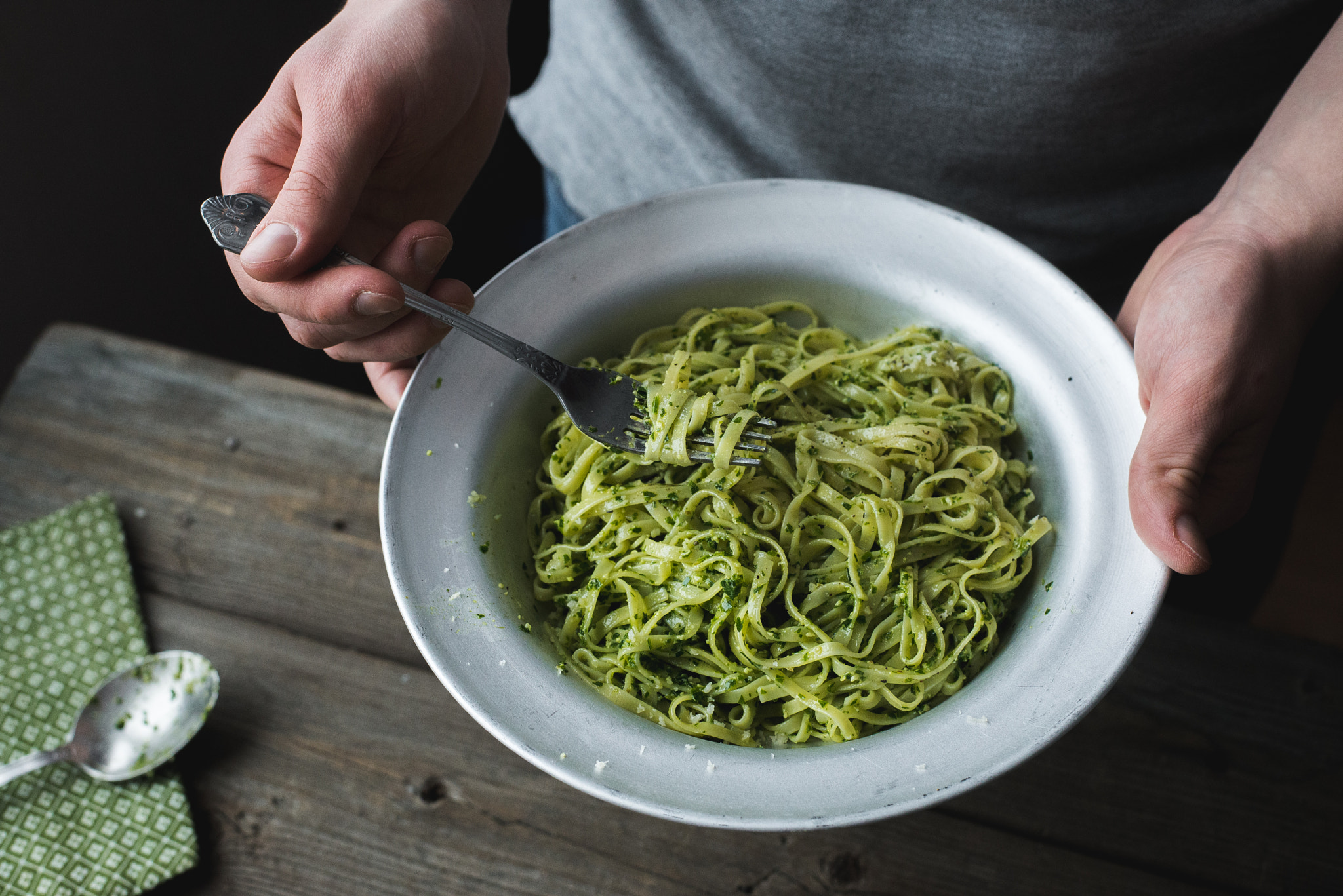 Nikon D600 sample photo. Pasta with pesto from parsley and nuts photography