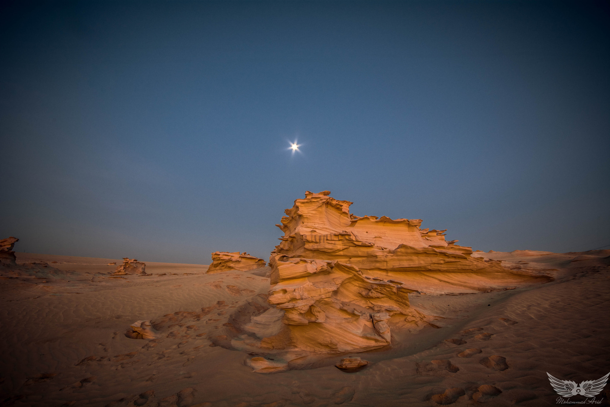 Nikon D7100 sample photo. Rock color with moon photography