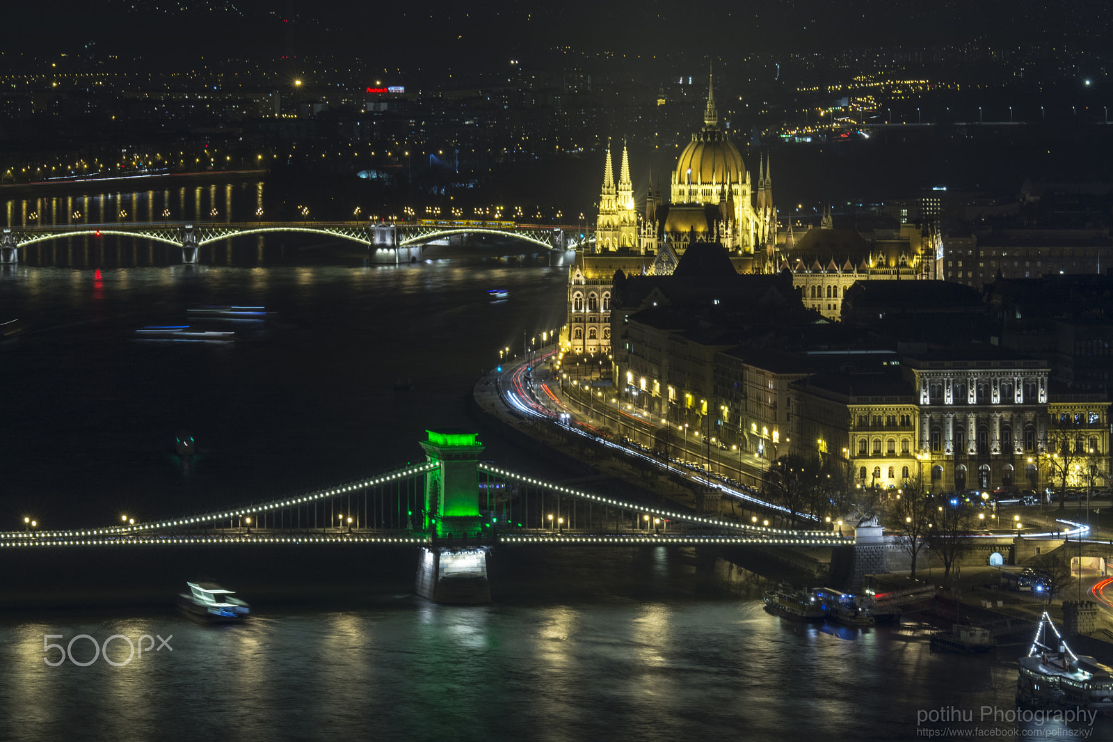 Nikon D7100 + Tamron SP 70-200mm F2.8 Di VC USD sample photo. Szechenyi chain bridge & parlament by night photography