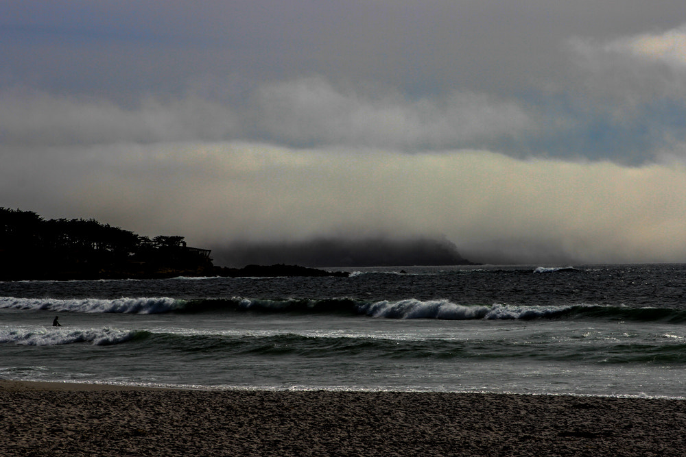 Canon EOS 7D + Sigma 24-70mm F2.8 EX DG Macro sample photo. Fogged in at carmel beach photography