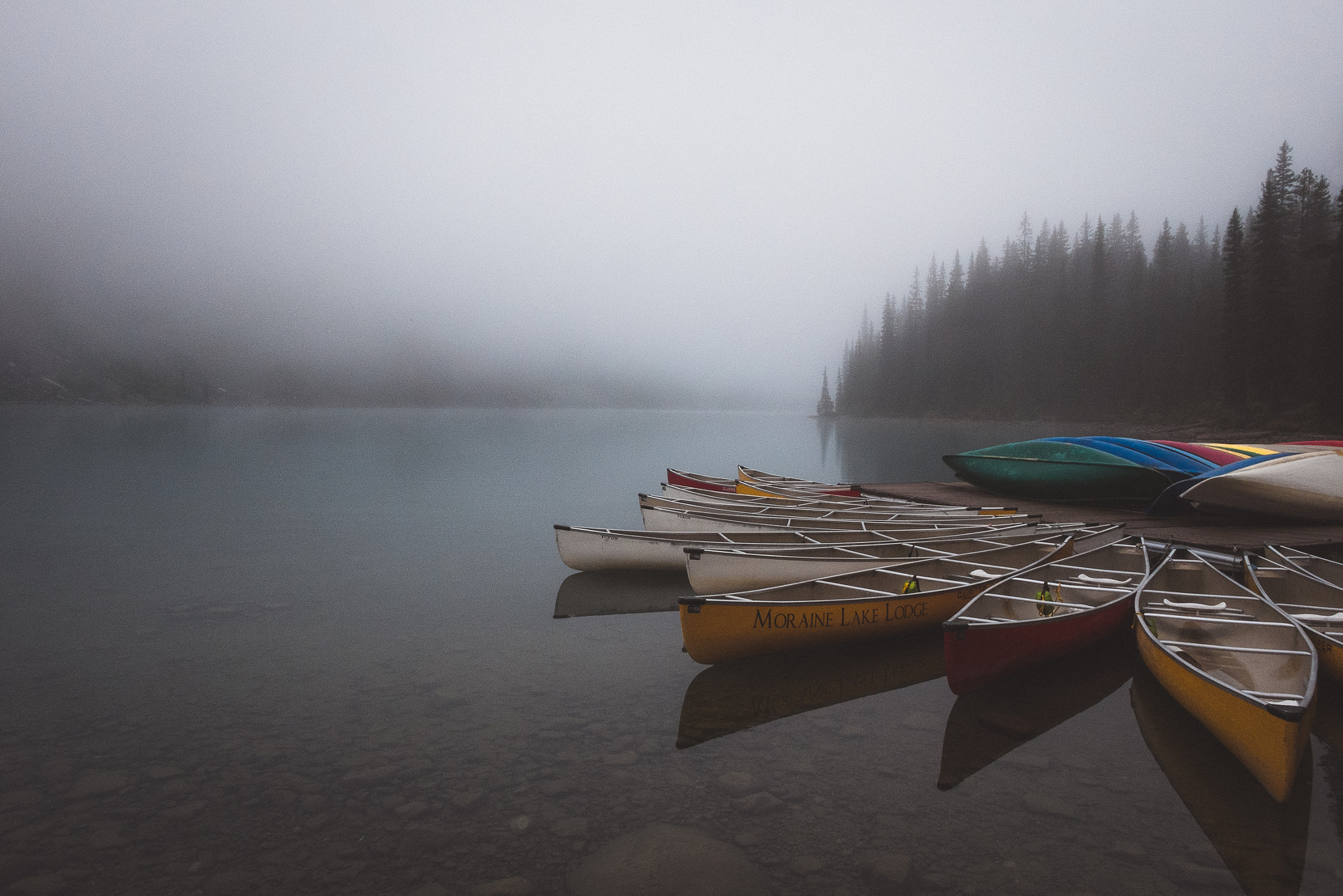 Fujifilm XC 16-50mm F3.5-5.6 OIS sample photo. A foggy moraine lake. photography