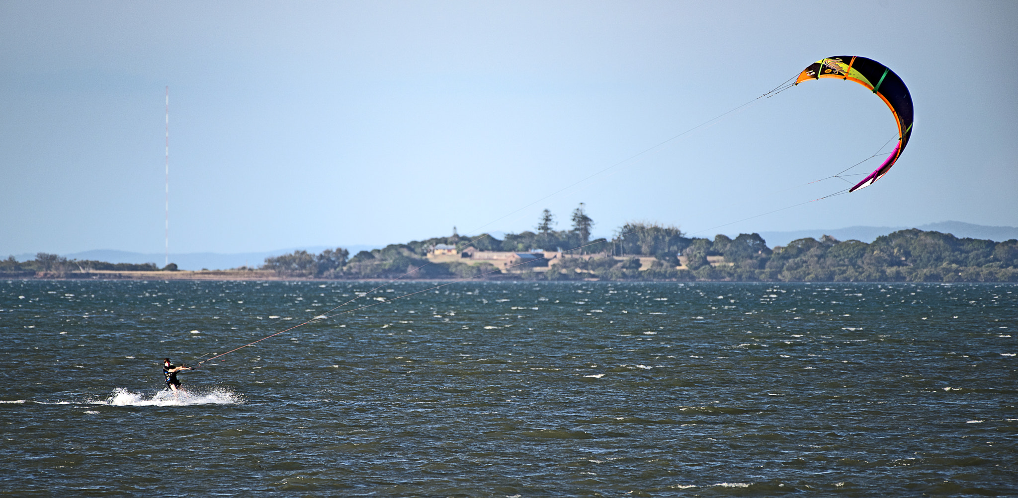 Nikon AF-S Nikkor 200-500mm F5.6E ED VR sample photo. St helena kite surfer photography