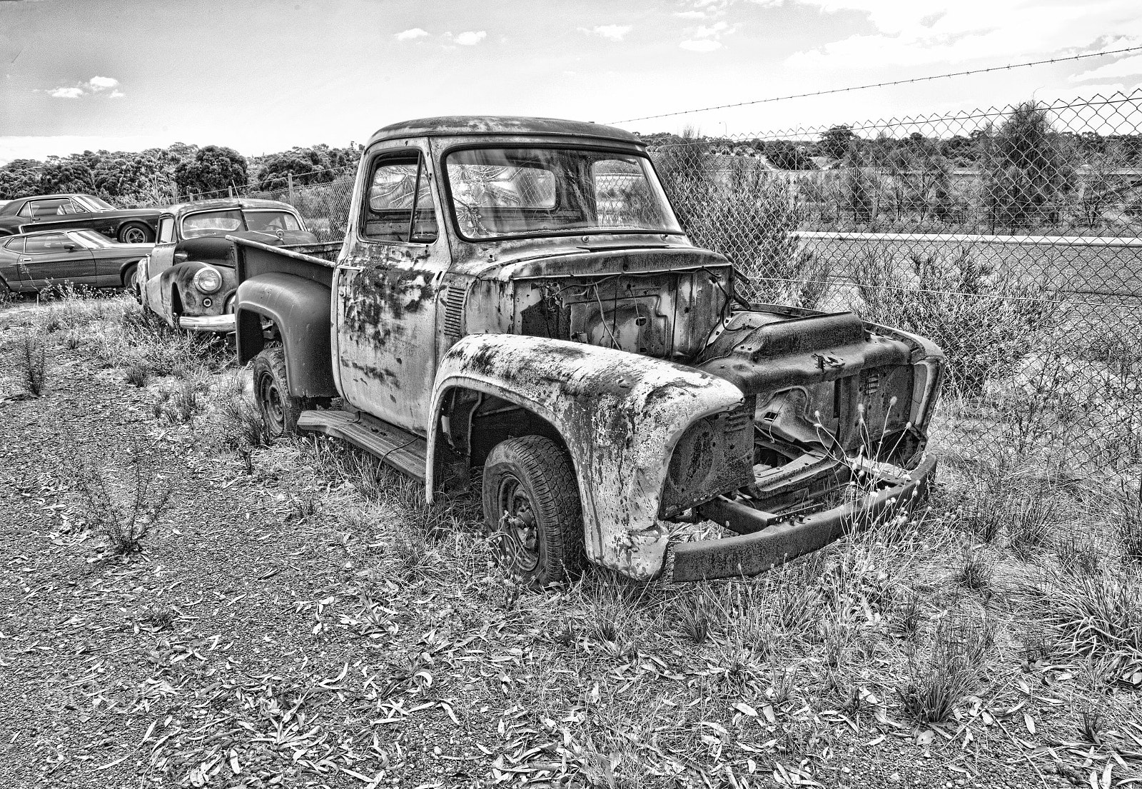 Sigma 24-105mm f/4 DG OS HSM | A sample photo. Rusty ute b&w photography