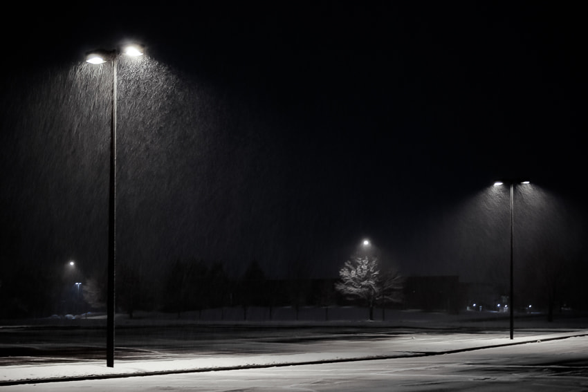 Pentax K10D sample photo. Snowy night photography