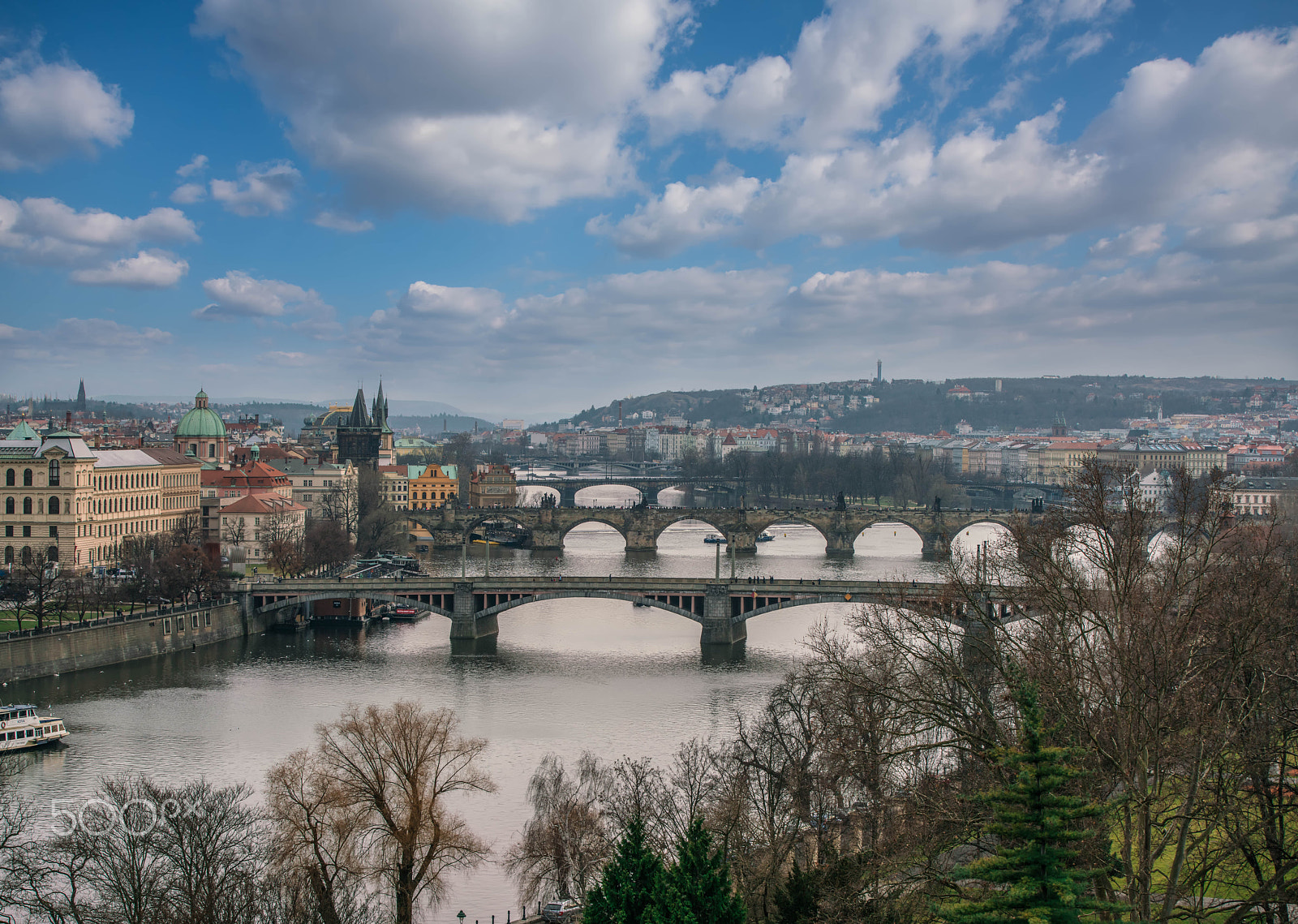 Sony a7R II sample photo. Prague bridges from above photography