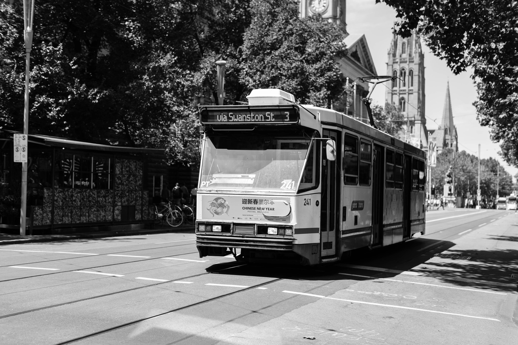 E 50mm F1.4 sample photo. Melbourne tram black & white photography