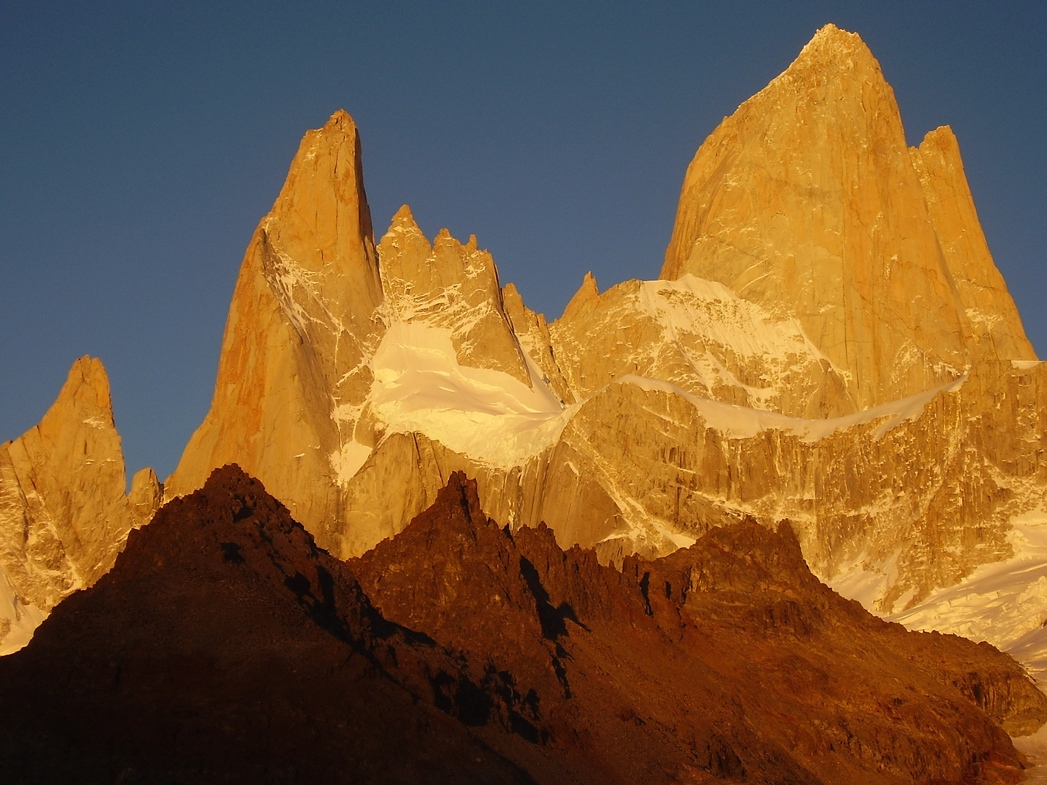 Olympus FE100,X710 sample photo. Mt. fitzroy, sunrise photography