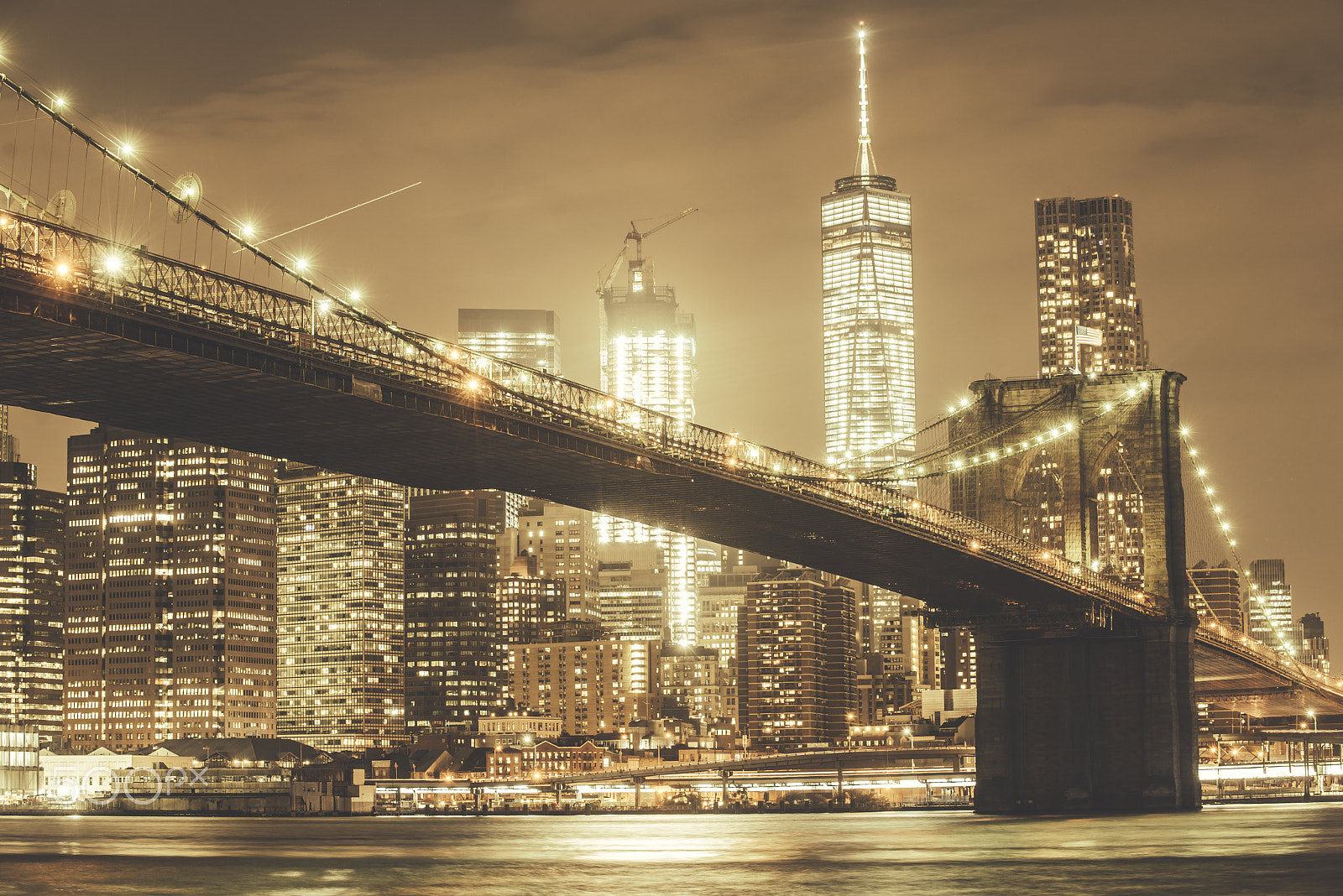 Nikon D610 sample photo. Brooklyn bridge and manhattan skyline at night photography