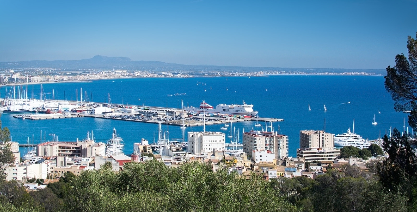 Nikon D7100 + Sigma 50mm F1.4 EX DG HSM sample photo. Palma view with trasmediterranea ferry tenacia photography