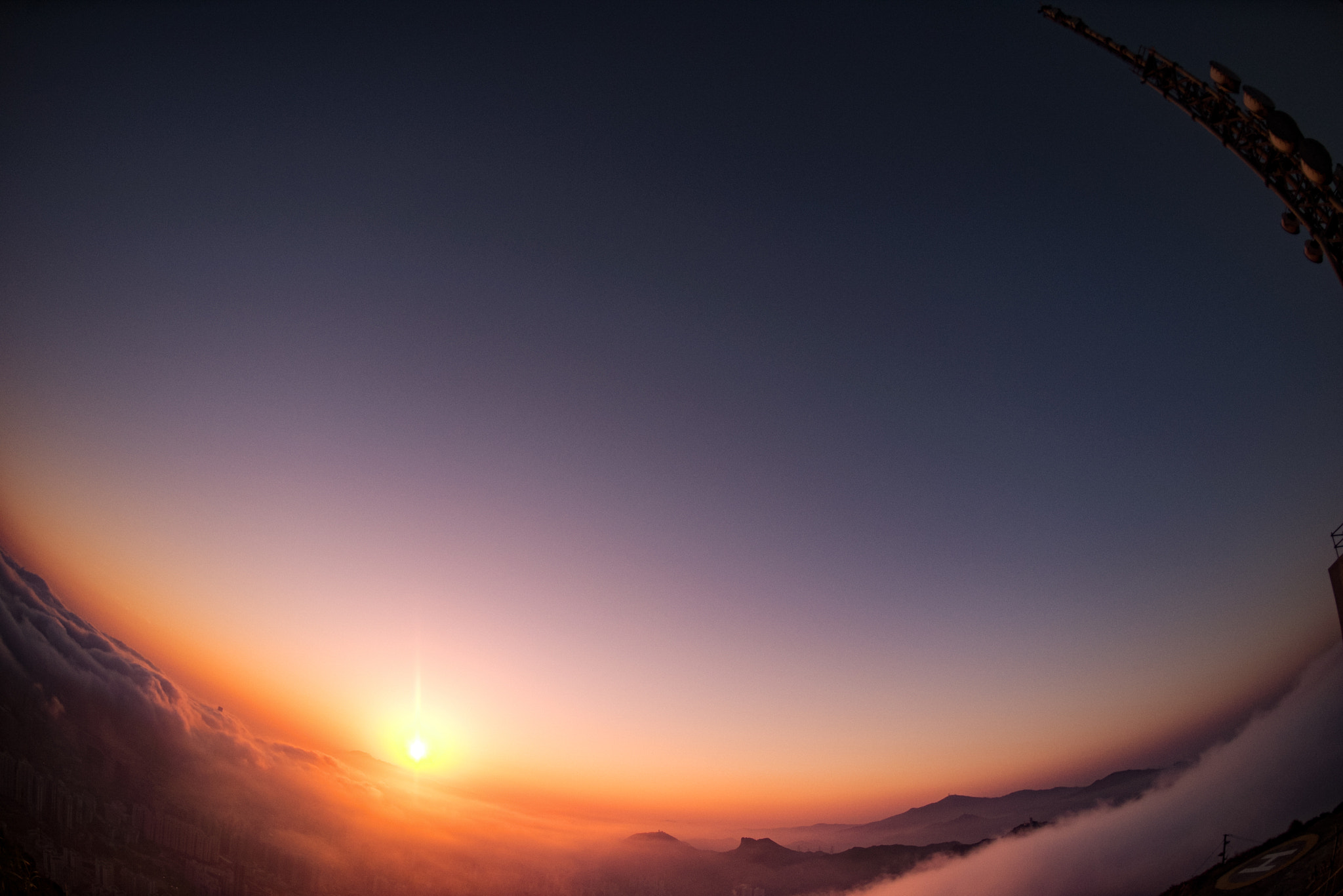 Nikon D810 + Nikon AF Fisheye-Nikkor 16mm F2.8D sample photo. Sunset from kowloon peak photography