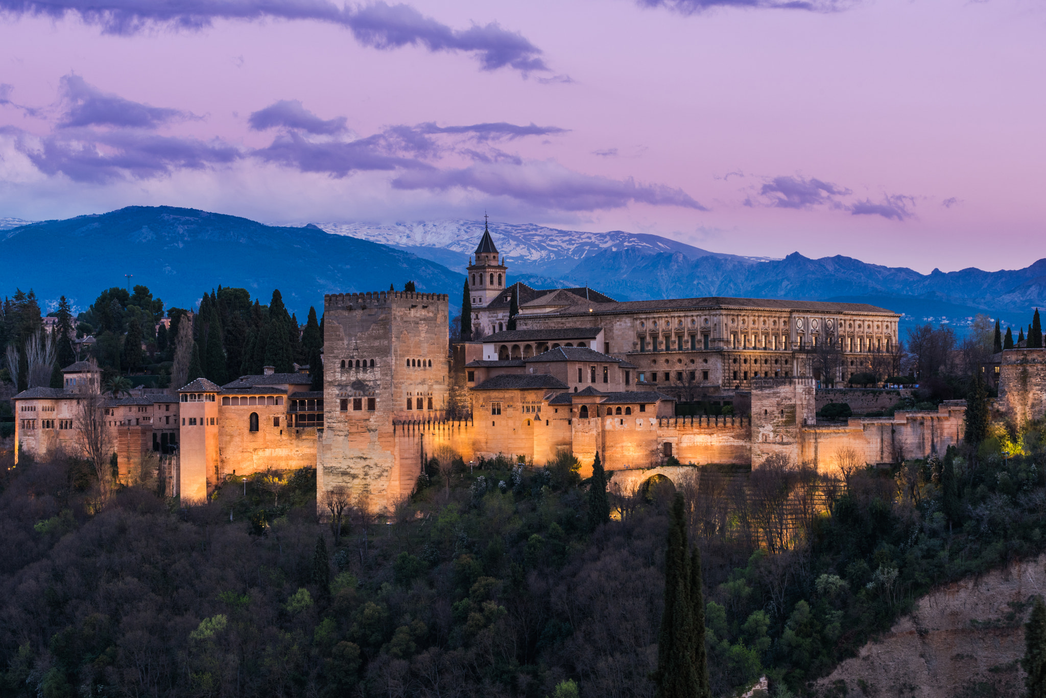 Nikon D810 sample photo. Illuminated arabic alhambra palace in granada,spain photography