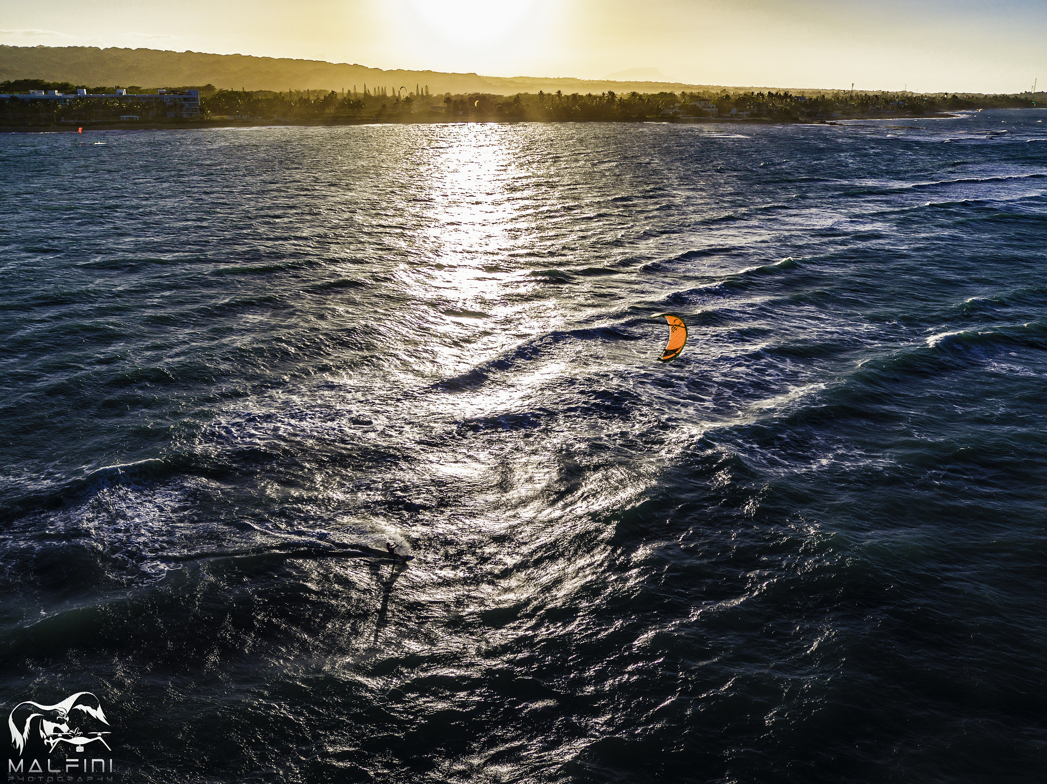 DJI FC6520 sample photo. Kite surfing into the sunset. photography