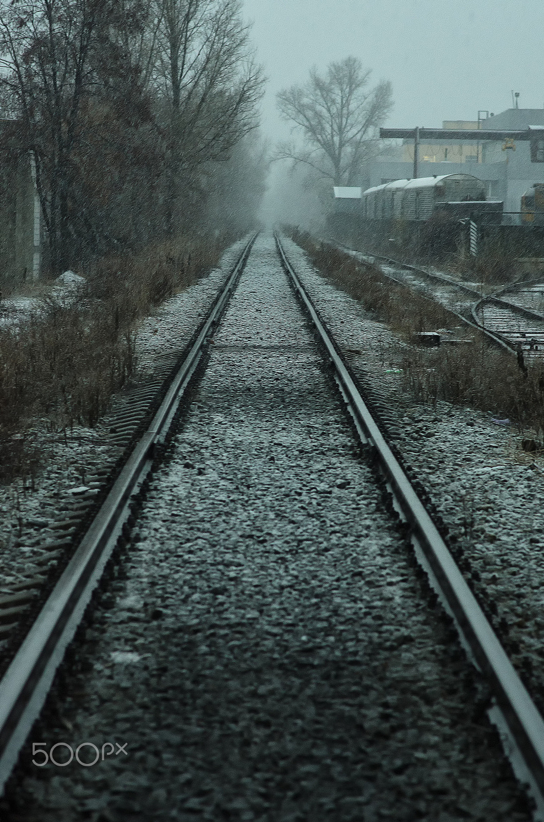 Nikon D7000 sample photo. Winter railway destination photography