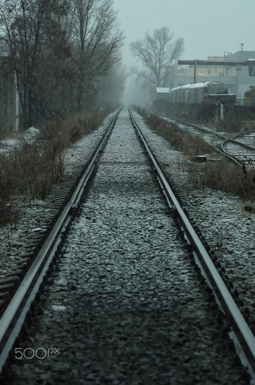 Nikon D7000 + Sigma 85mm F1.4 EX DG HSM sample photo. Winter railway destination photography