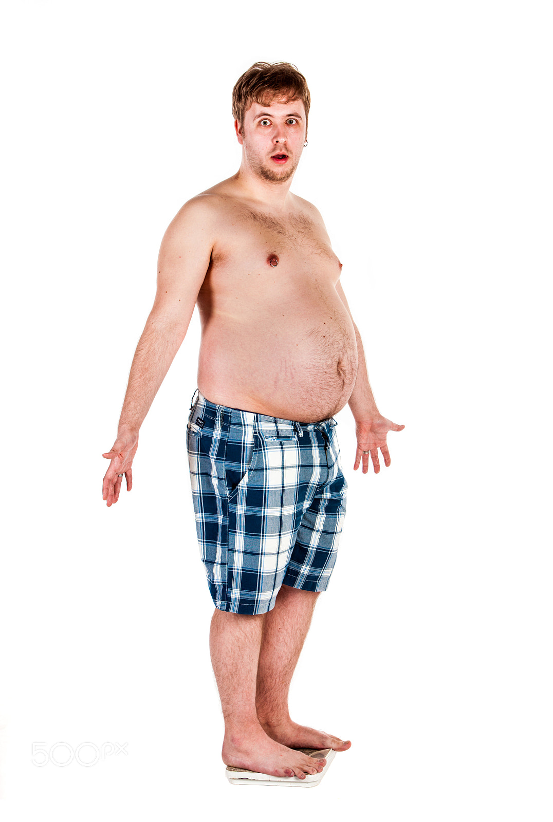 Canon EF 70-200mm F2.8L IS USM sample photo. Overweight, fat man and scales. photography