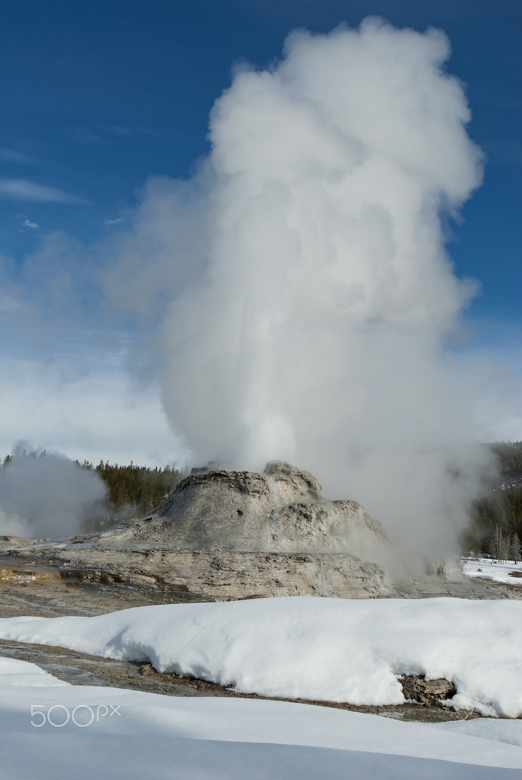 Nikon D200 sample photo. Castle geyser, yellowstone np photography