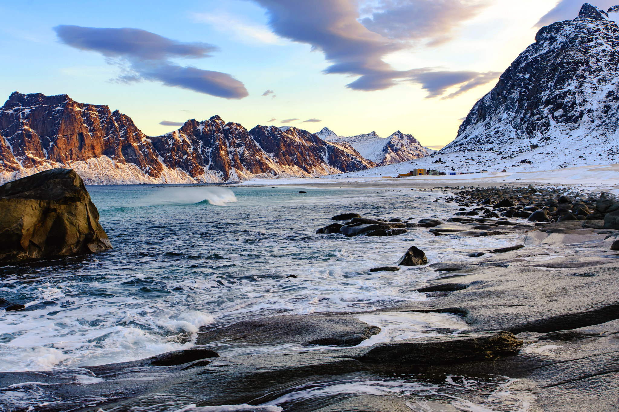 Nikon D500 sample photo. Dawn at uttakleiv beach lofoten photography