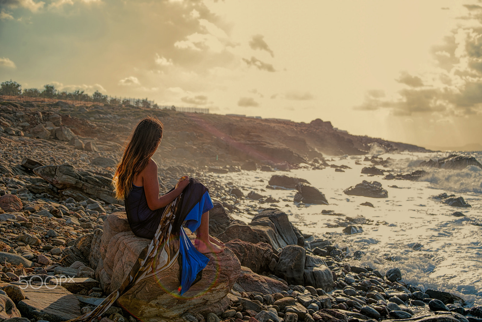 Nikon D610 sample photo. Woman alone enjoying the sunset by the beach photography
