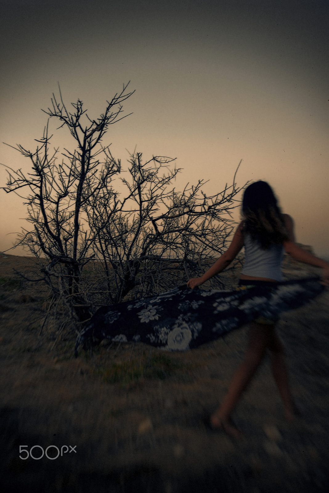AF Zoom-Nikkor 28-105mm f/3.5-4.5D IF sample photo. Woman in a dress dancing alone at the sunset. photography