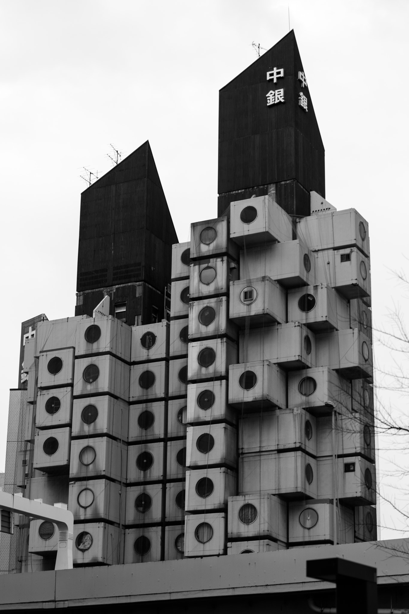 Sigma 24-70mm F2.8 EX DG Macro sample photo. Nakagin capsule tower photography