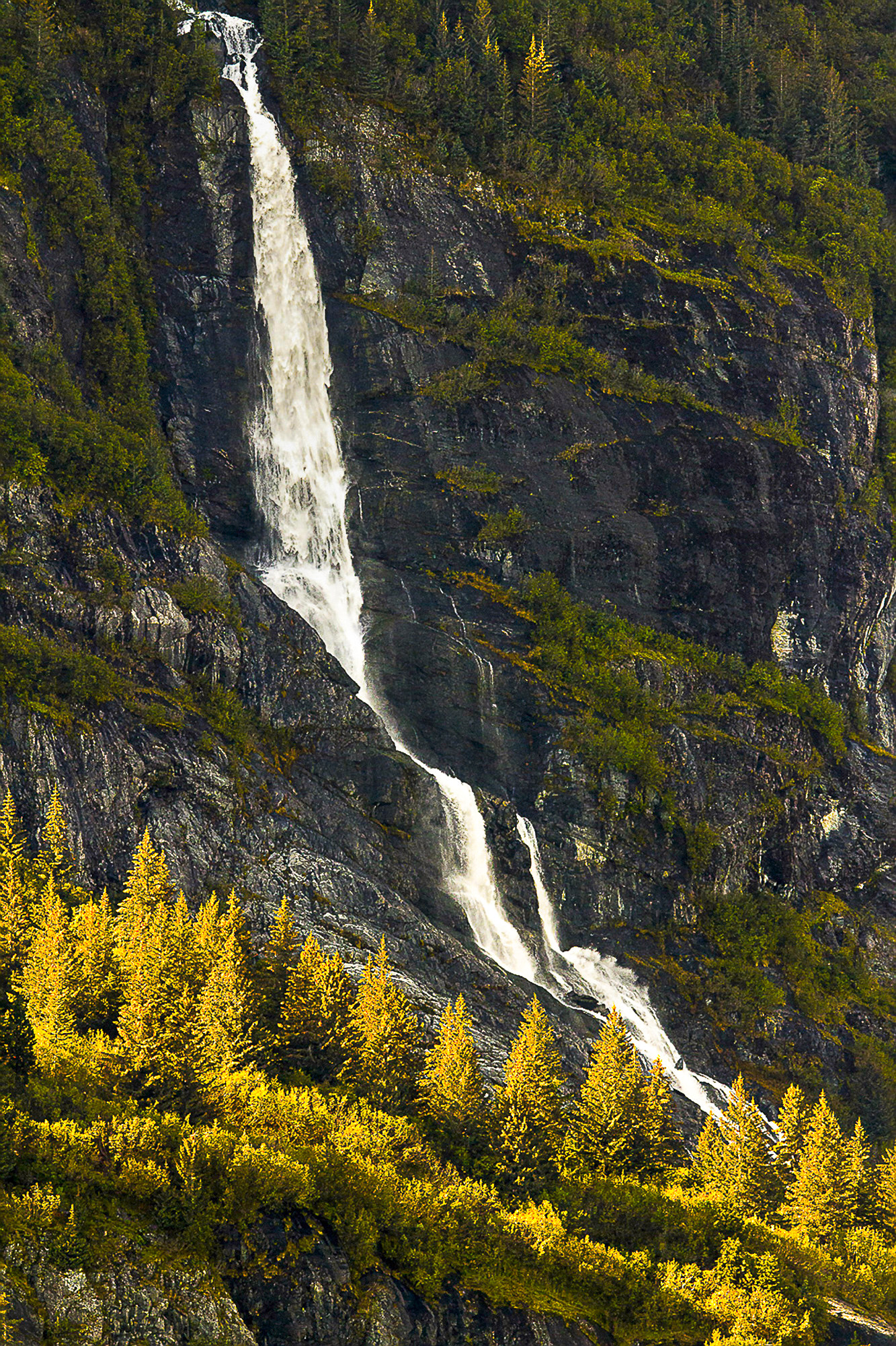 Sigma 150-500mm F5-6.3 DG OS HSM sample photo. Alaska glacier falls in autumn photography