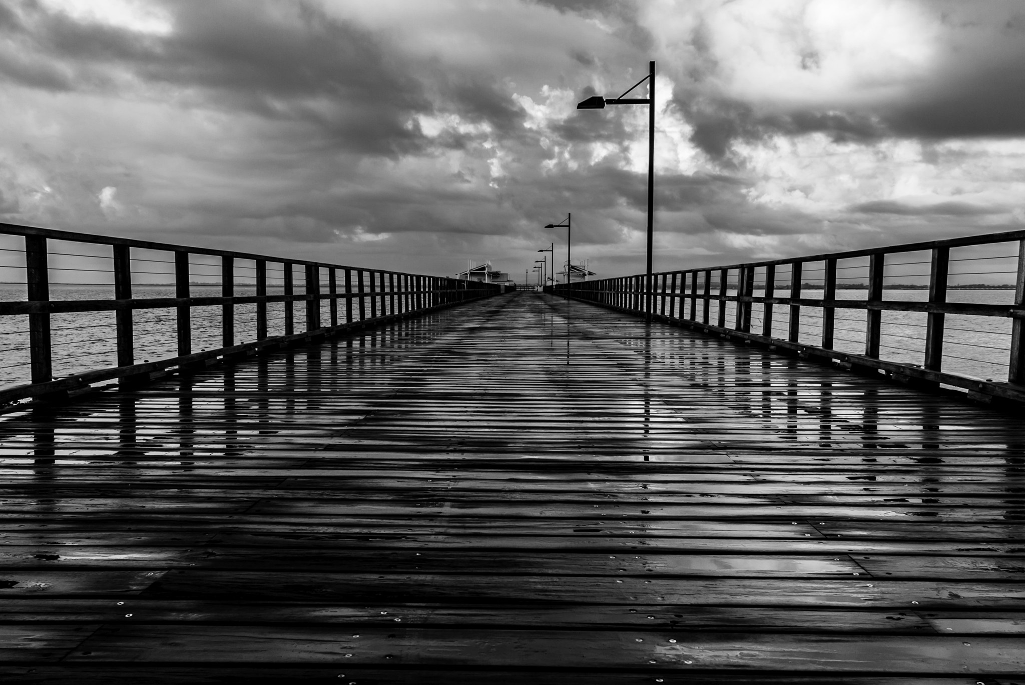 Canon EF-S 18-55mm F3.5-5.6 IS sample photo. Wet, wet, wet, woody point jetty photography
