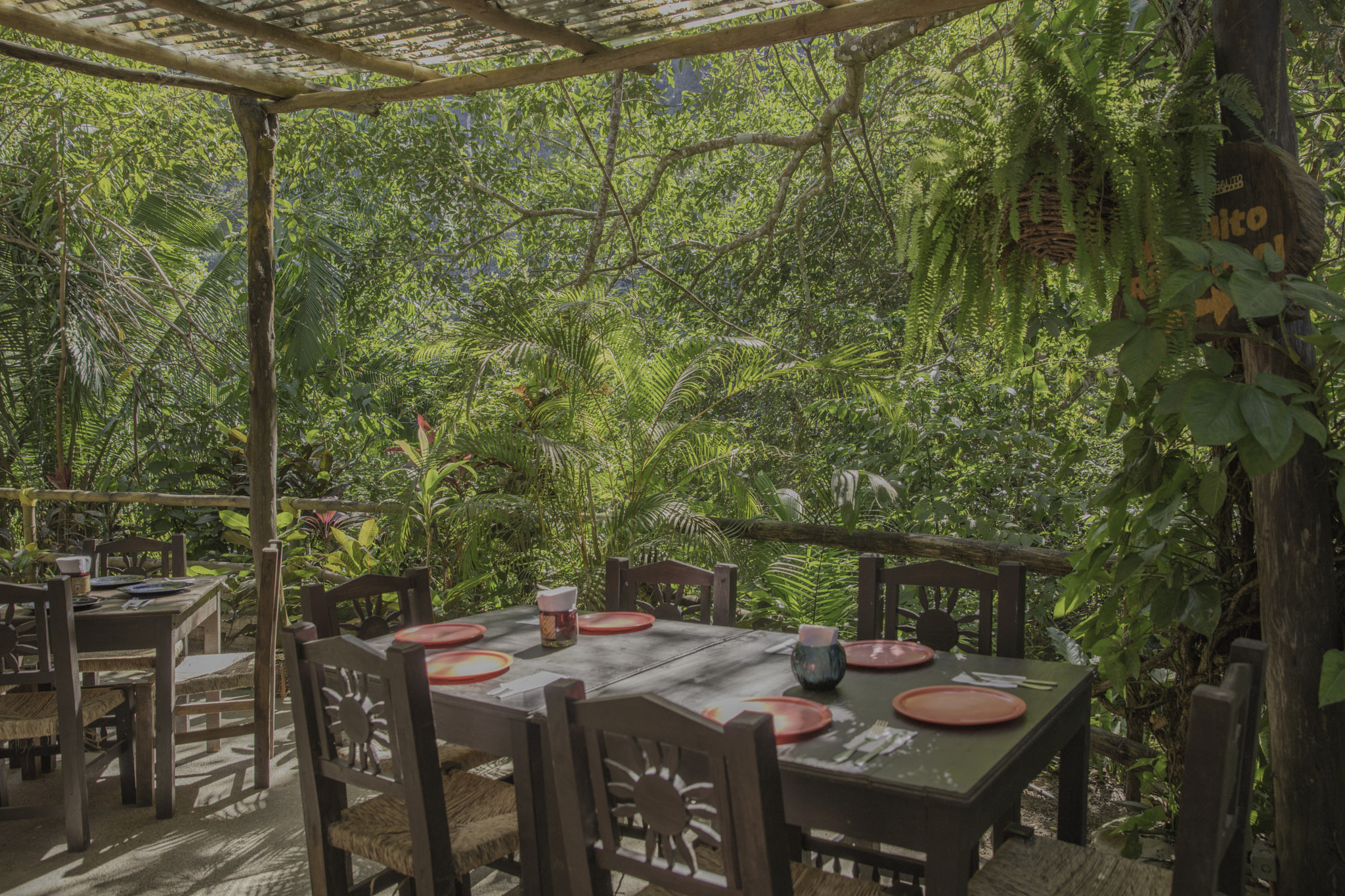 Canon EOS 5DS sample photo. Table at nature park canopy restaurant photography