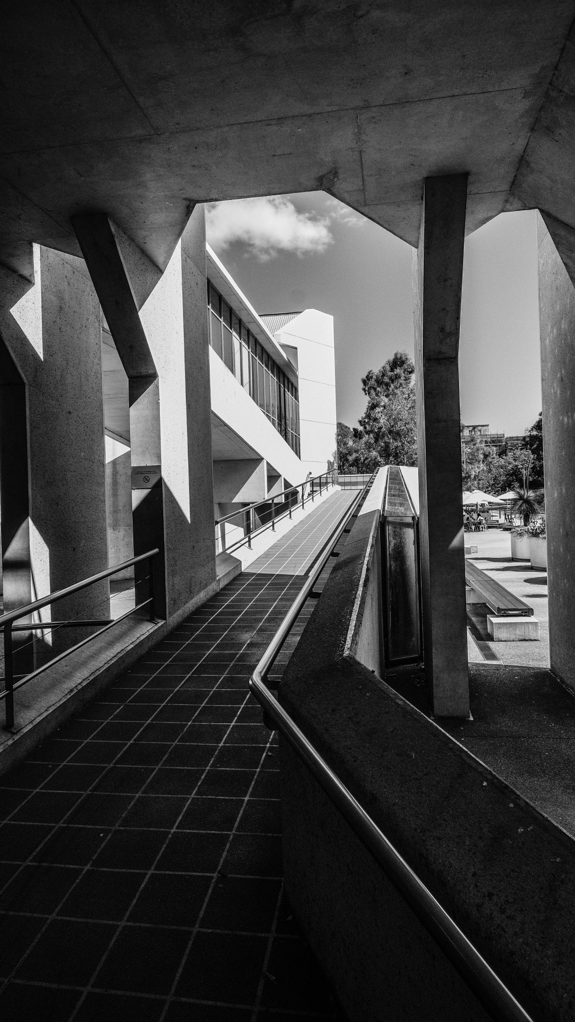 Fujifilm XF 14mm F2.8 R sample photo. Brutalist ramp photography