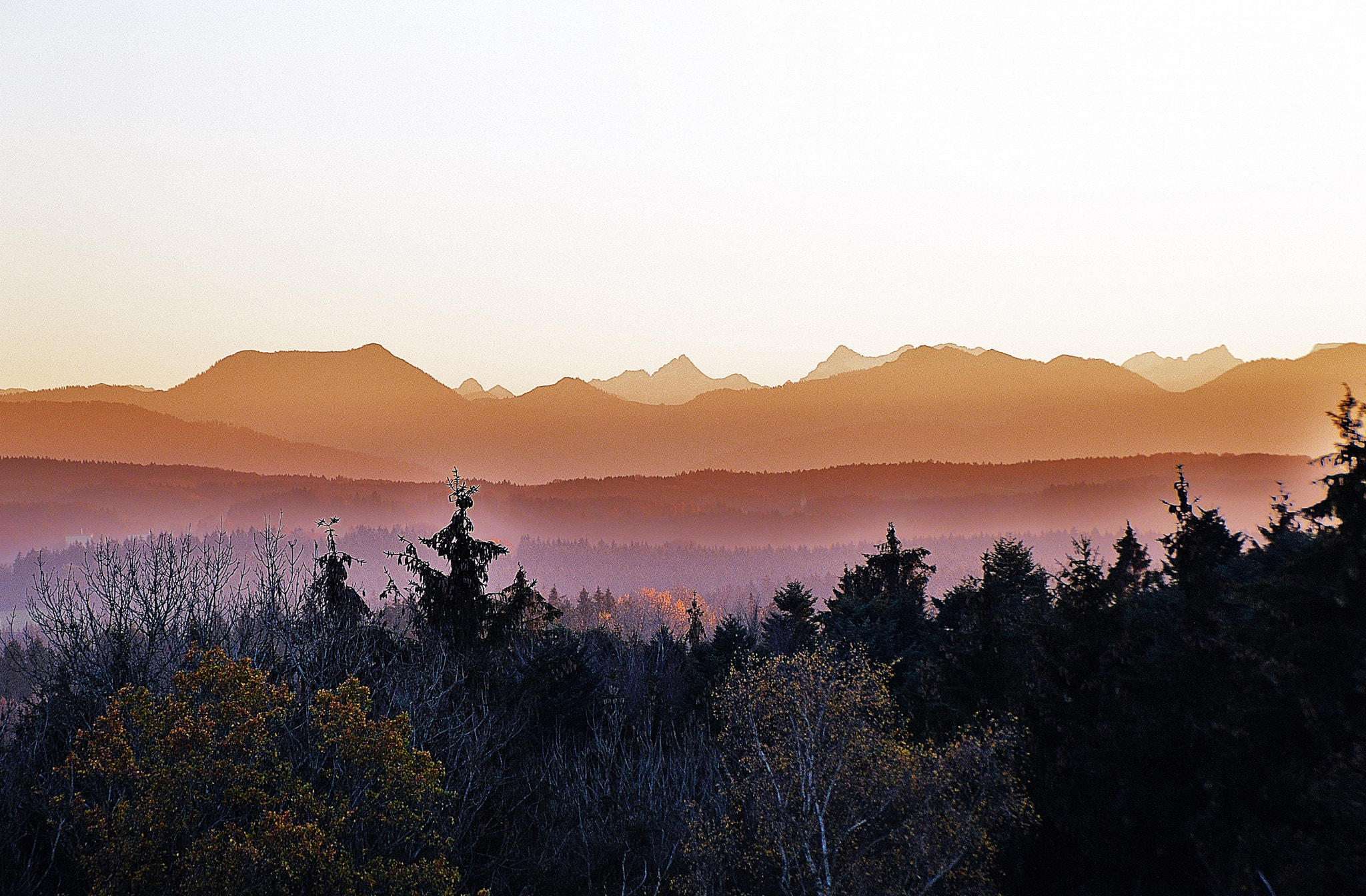 Nikon D3200 sample photo. Sunset panorama over the alps photography
