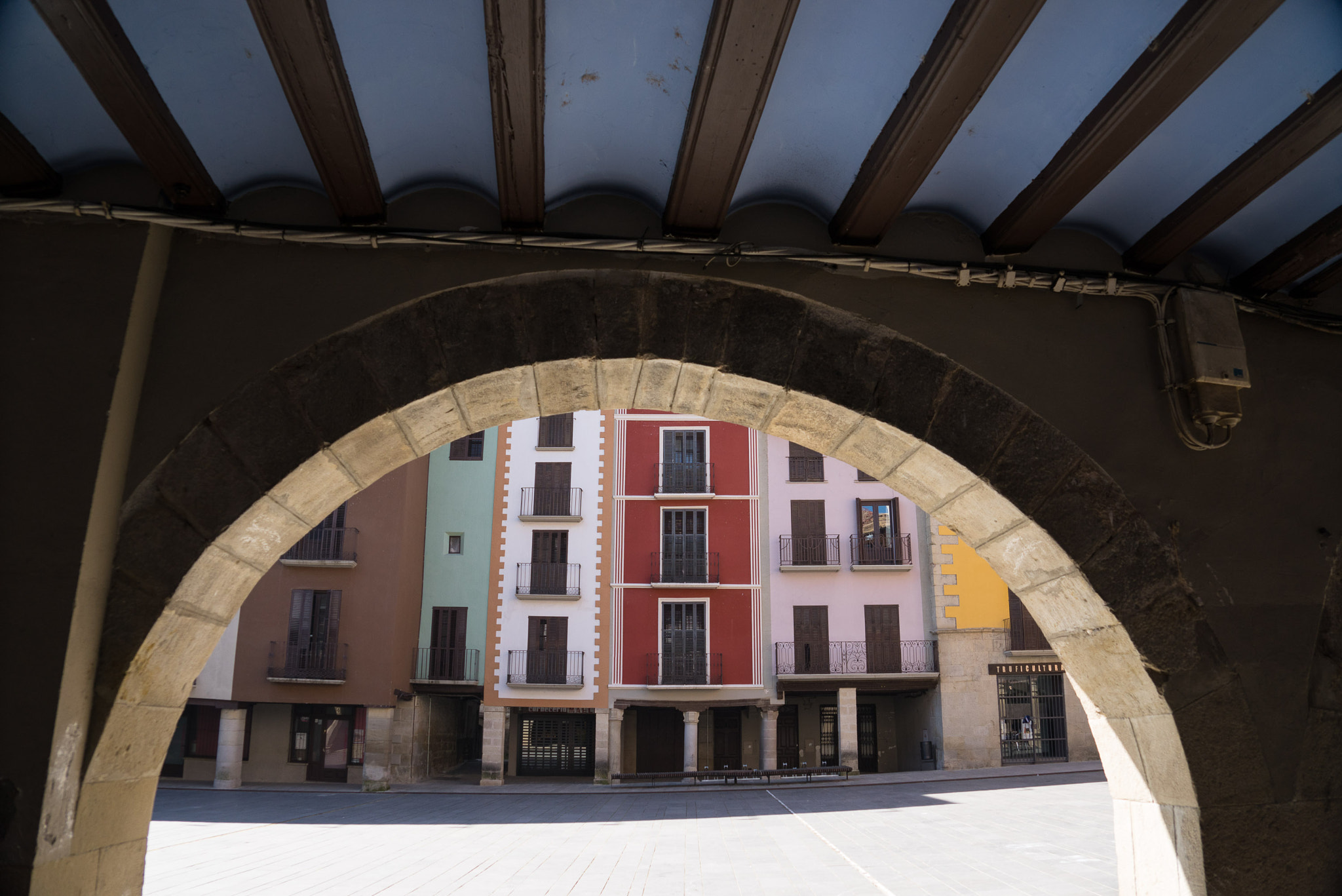 Sony a7R sample photo. Arcada plaza mayor de graus photography