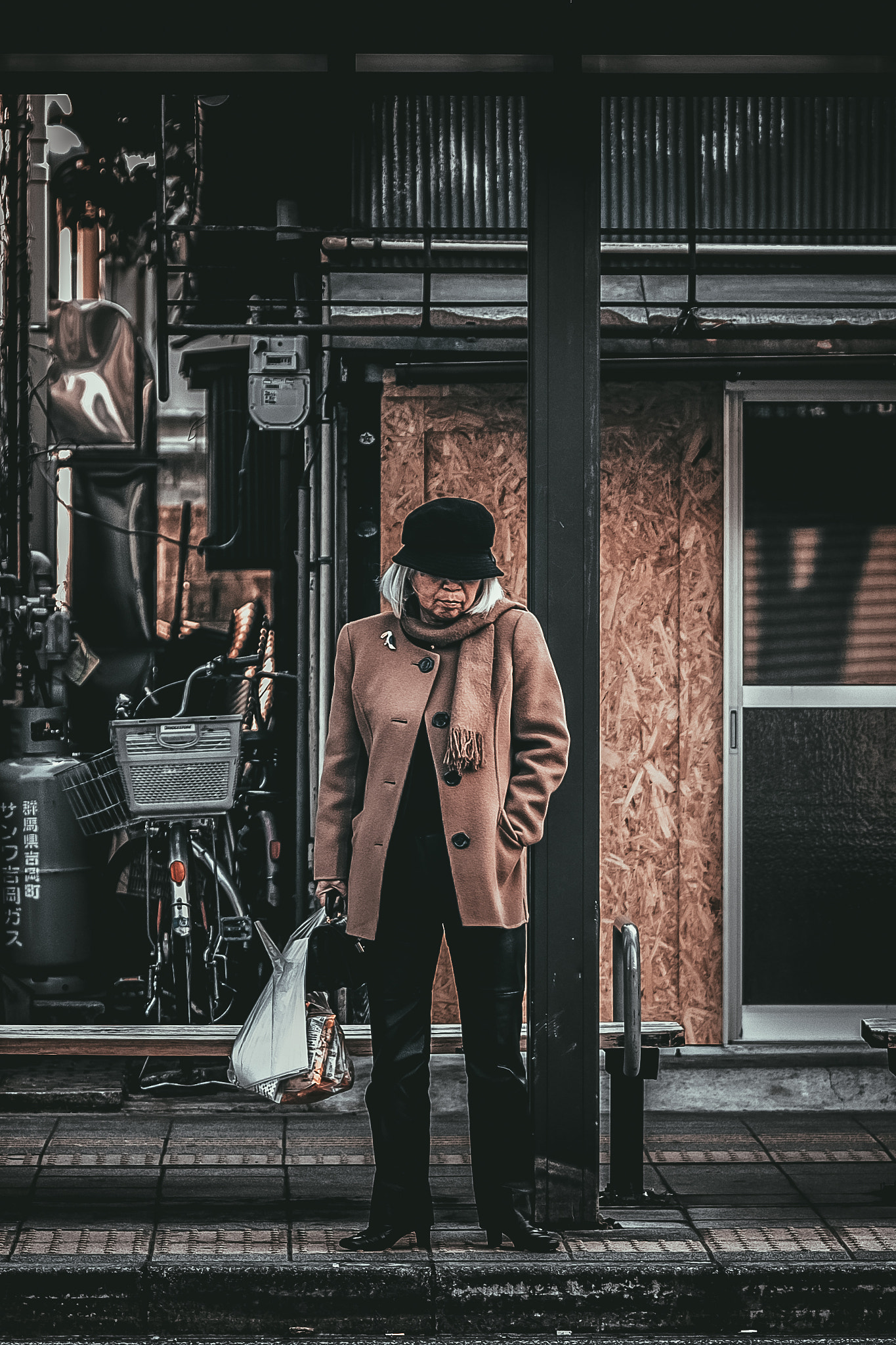 Sony a7 II + Sony FE 90mm F2.8 Macro G OSS sample photo. The old woman who waits for a bus photography