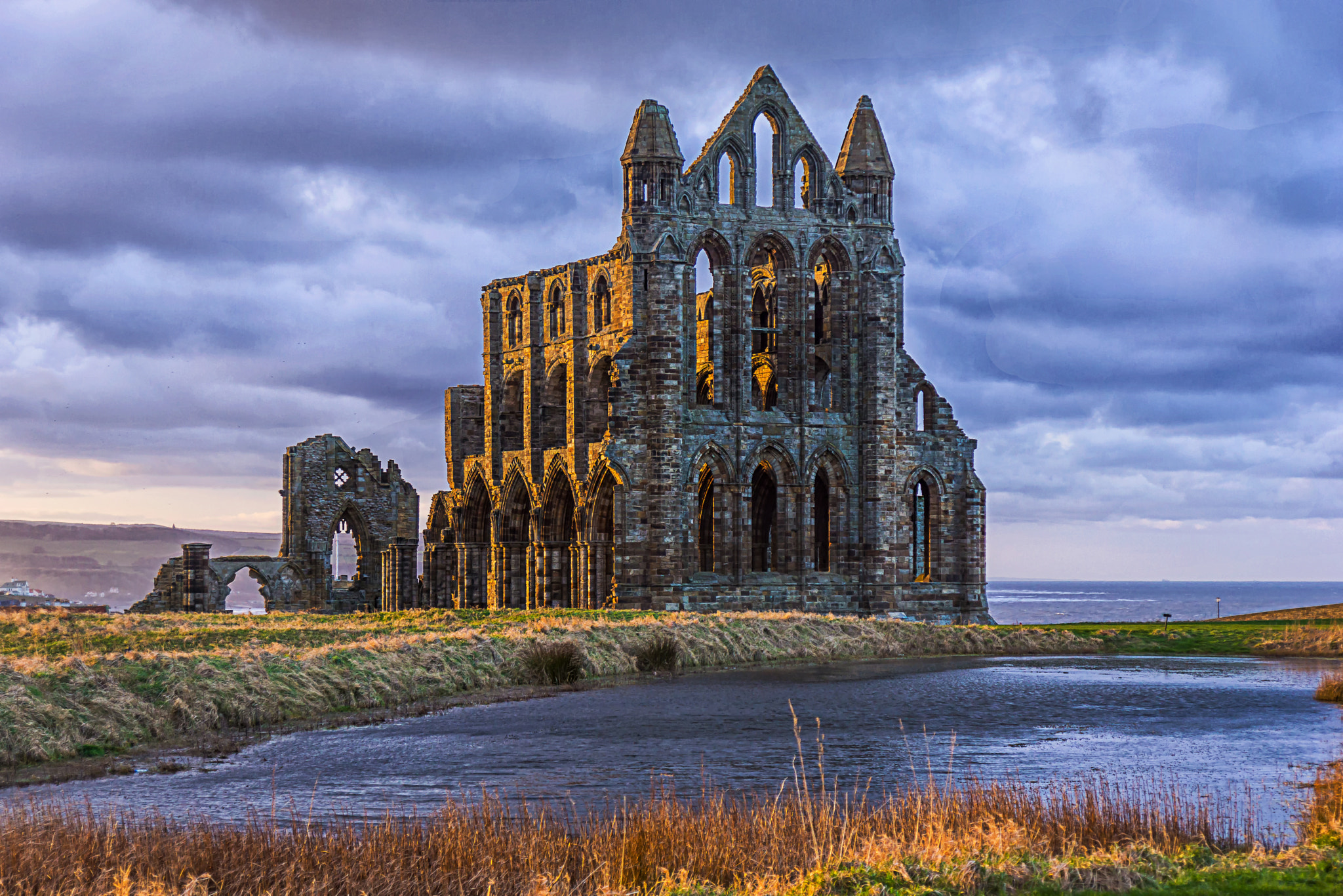 Sony SLT-A77 sample photo. Whitby abbey at sunset photography