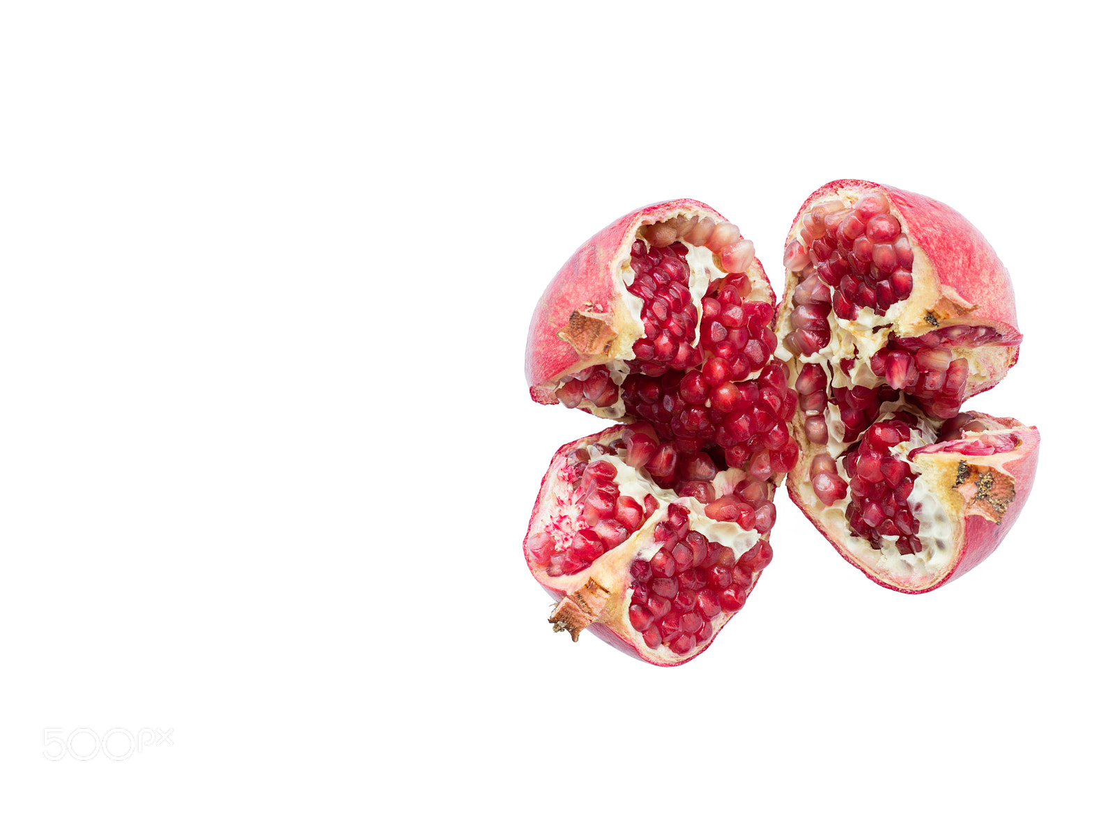 Canon EF 100mm F2.8L Macro IS USM sample photo. Ripe pomegranate fruit on a white background photography