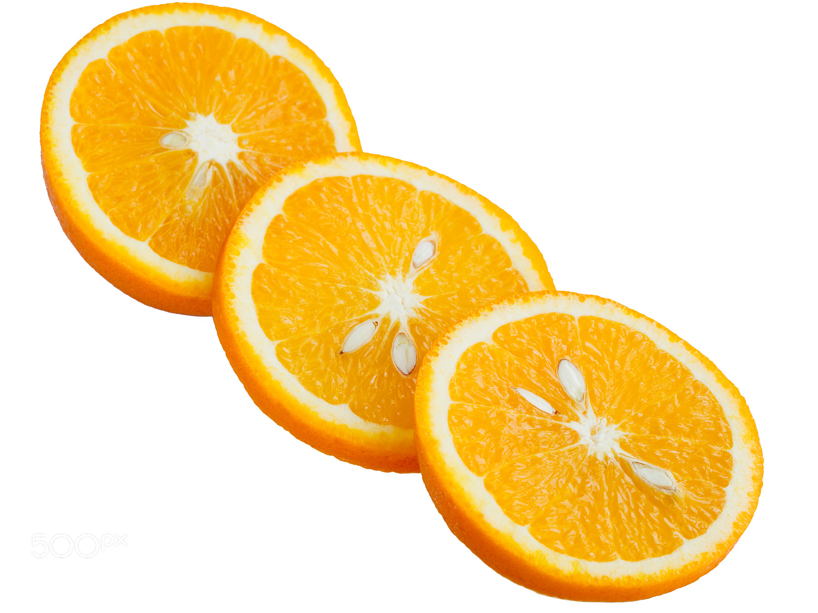 Canon EF 100mm F2.8L Macro IS USM sample photo. Sliced orange on a white background photography